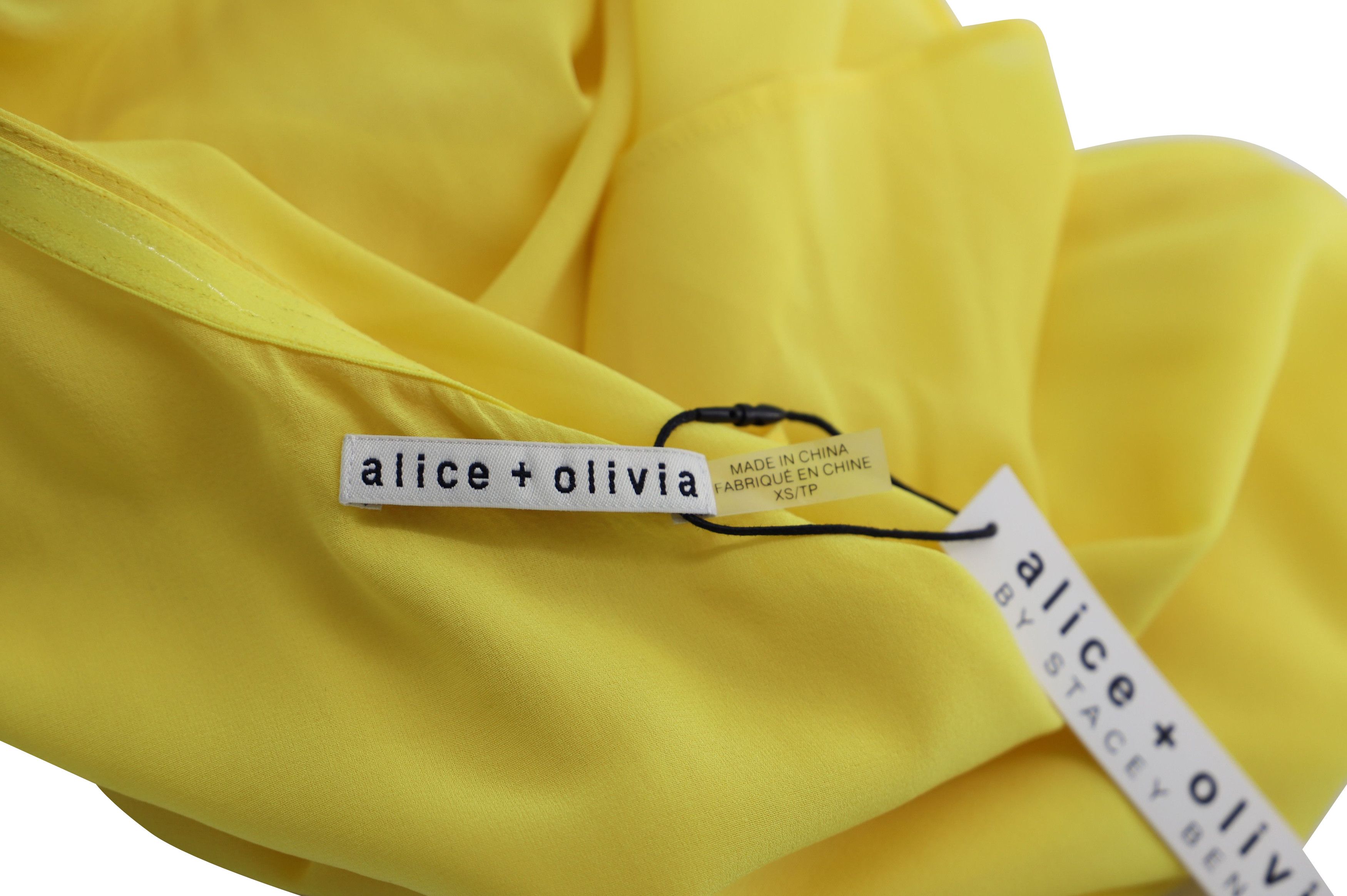 Alice + Olivia Alice + Olivia One Shoulder Ruffled Top in Yellow Silk Size XS / US 0-2 / IT 36-38 - 4 Thumbnail