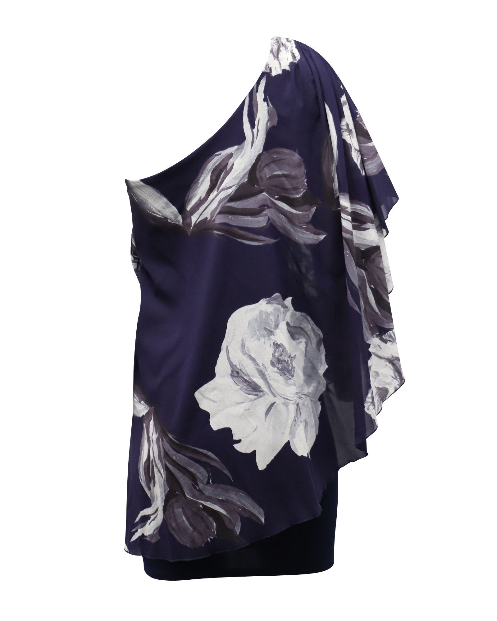 Alice + Olivia Alice + Olivia One Shoulder Floral Dress in Violet Silk Size XS / US 0-2 / IT 36-38 - 3 Thumbnail