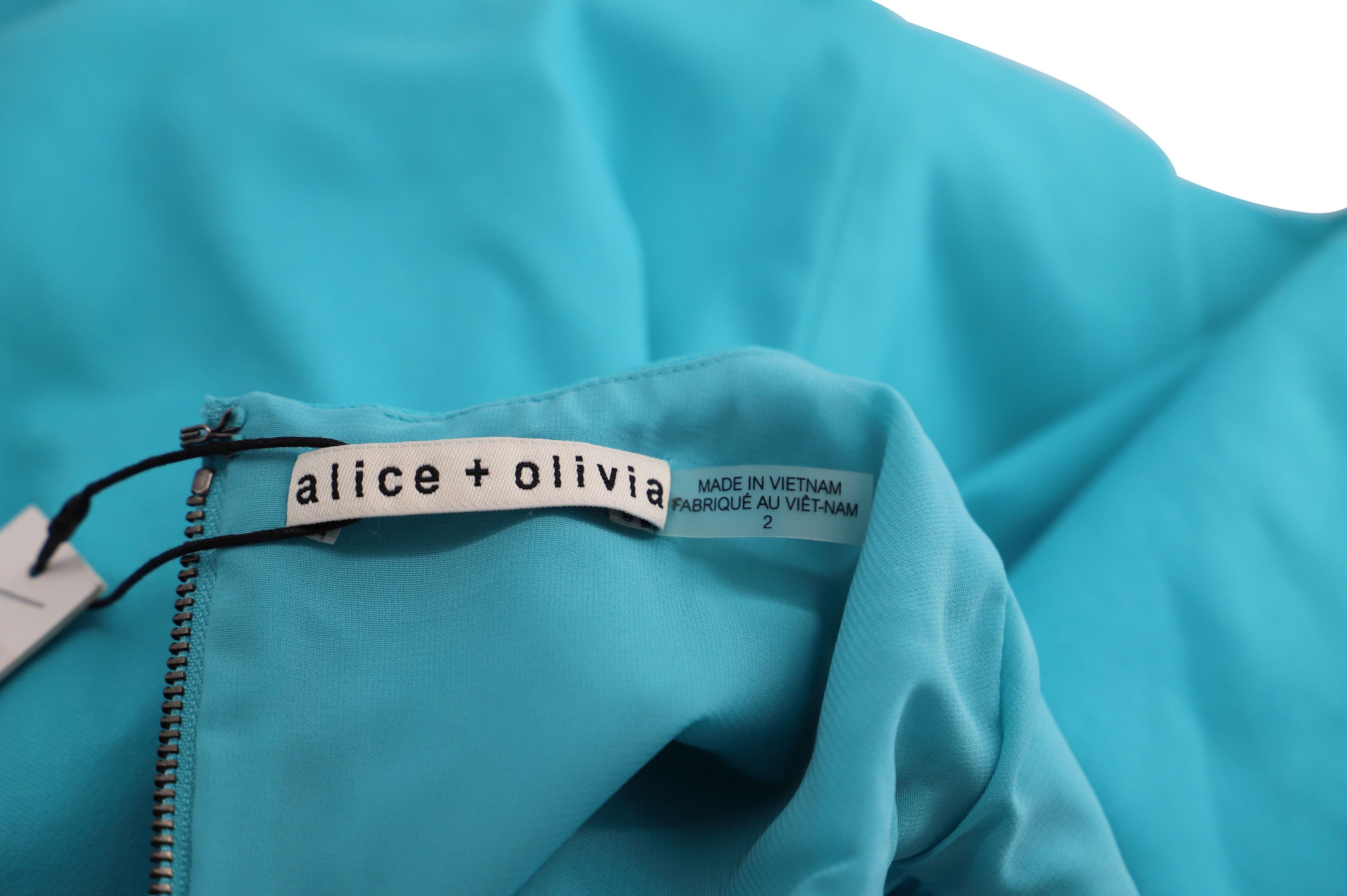 Alice + Olivia Alice + Olivia Zipper Detail Dress in Turquoise Viscose Size XS / US 0-2 / IT 36-38 - 4 Thumbnail
