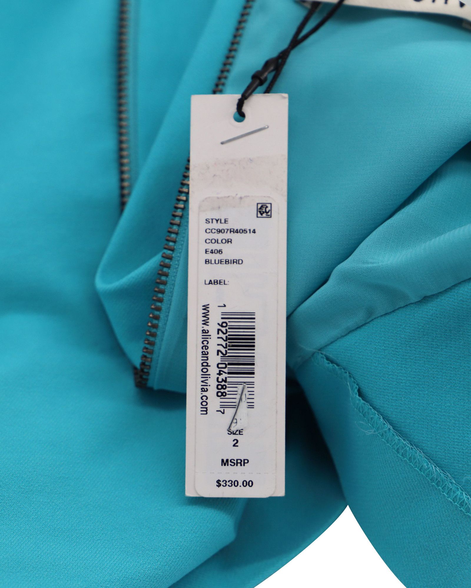 Alice + Olivia Alice + Olivia Zipper Detail Dress in Turquoise Viscose Size XS / US 0-2 / IT 36-38 - 6 Thumbnail