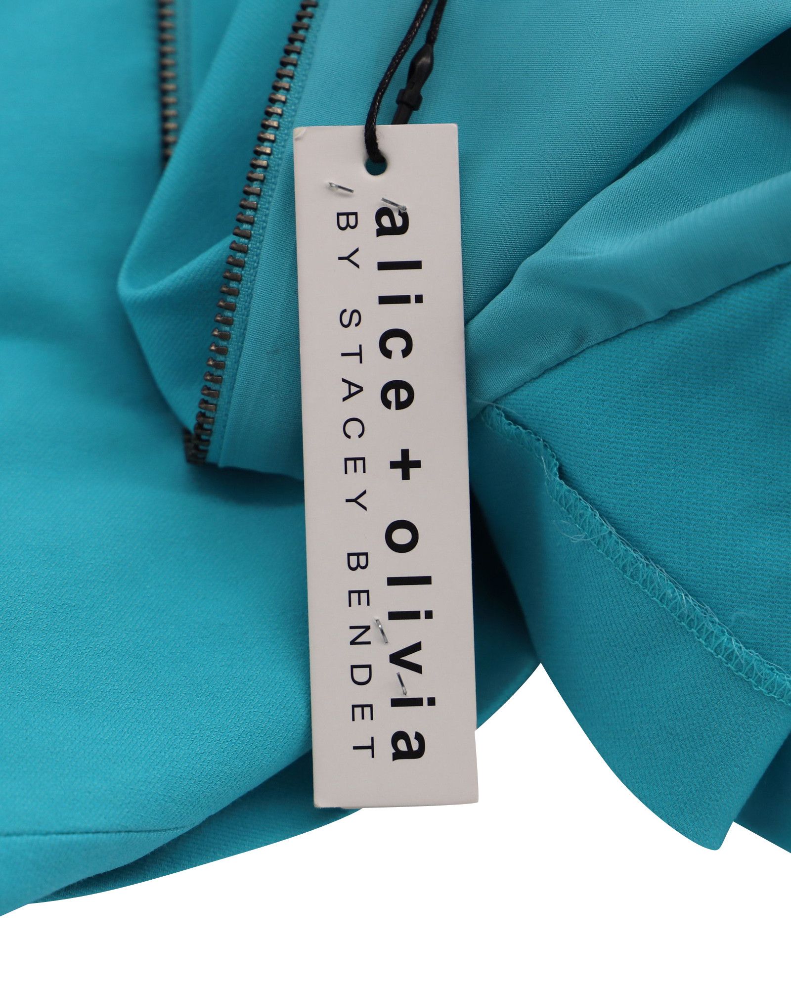 Alice + Olivia Alice + Olivia Zipper Detail Dress in Turquoise Viscose Size XS / US 0-2 / IT 36-38 - 5 Thumbnail