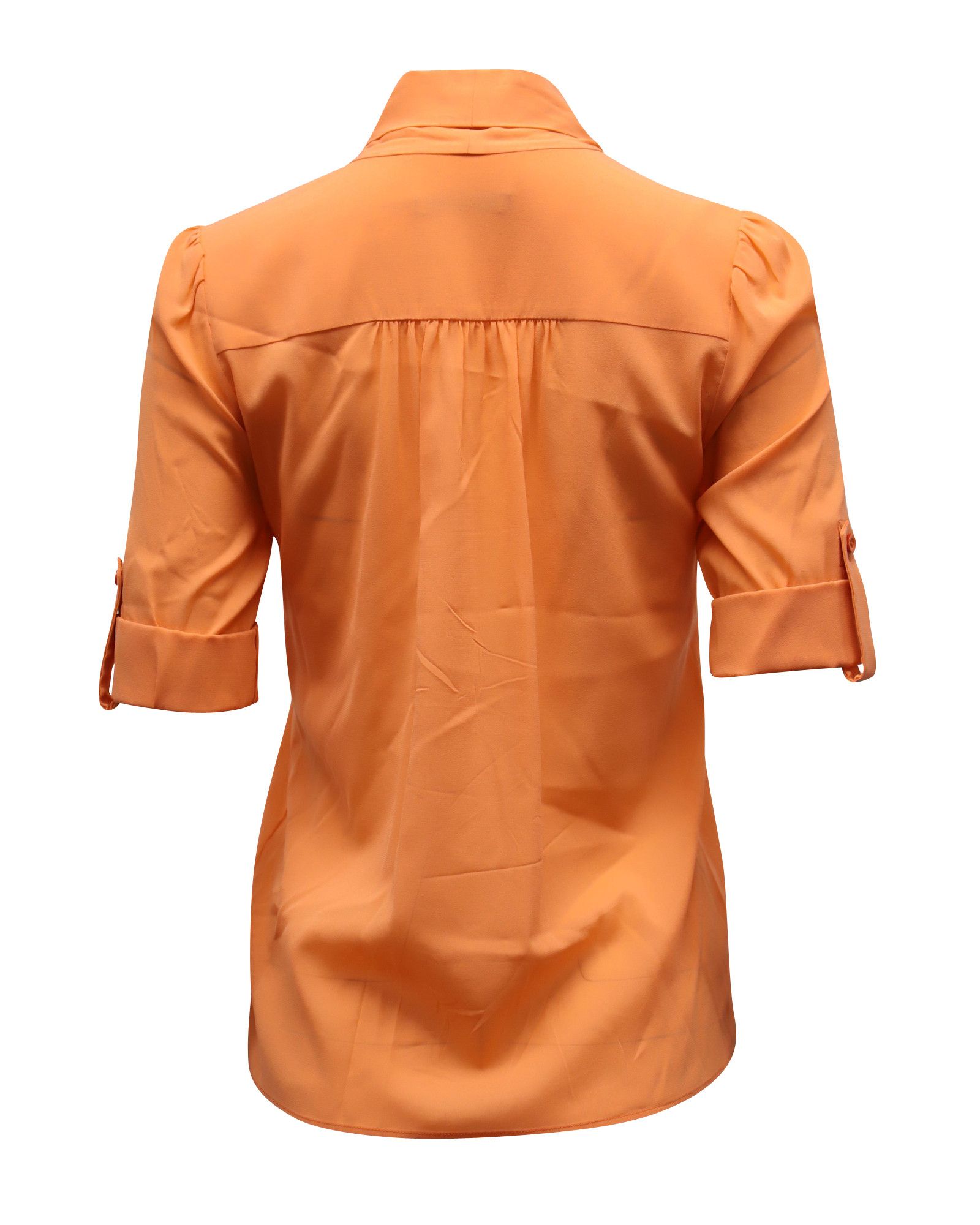 Alice + Olivia Alice & Olivia Berta Pussy Bow Top in Orange Silk Size XS / US 0-2 / IT 36-38 - 3 Thumbnail