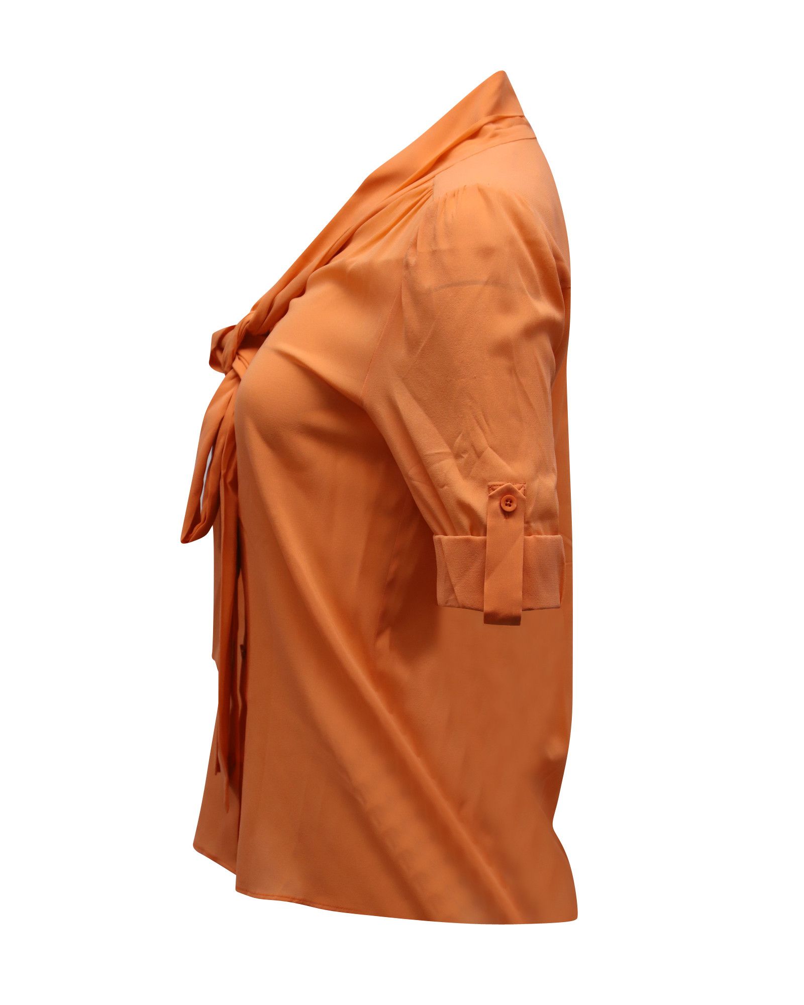 Alice + Olivia Alice & Olivia Berta Pussy Bow Top in Orange Silk Size XS / US 0-2 / IT 36-38 - 2 Thumbnail