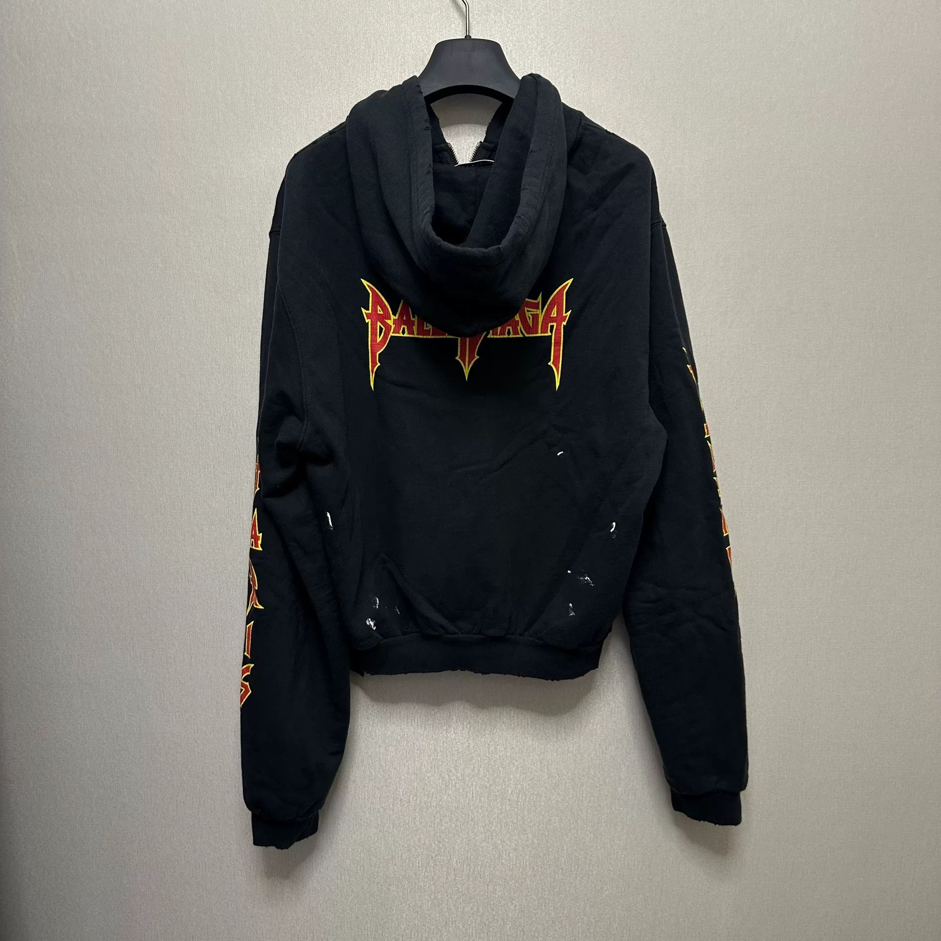 Balenciaga Balenciaga Distressed Slim Black Hoodie L Women Size L / US 10 / IT 46 - 2 Thumbnail