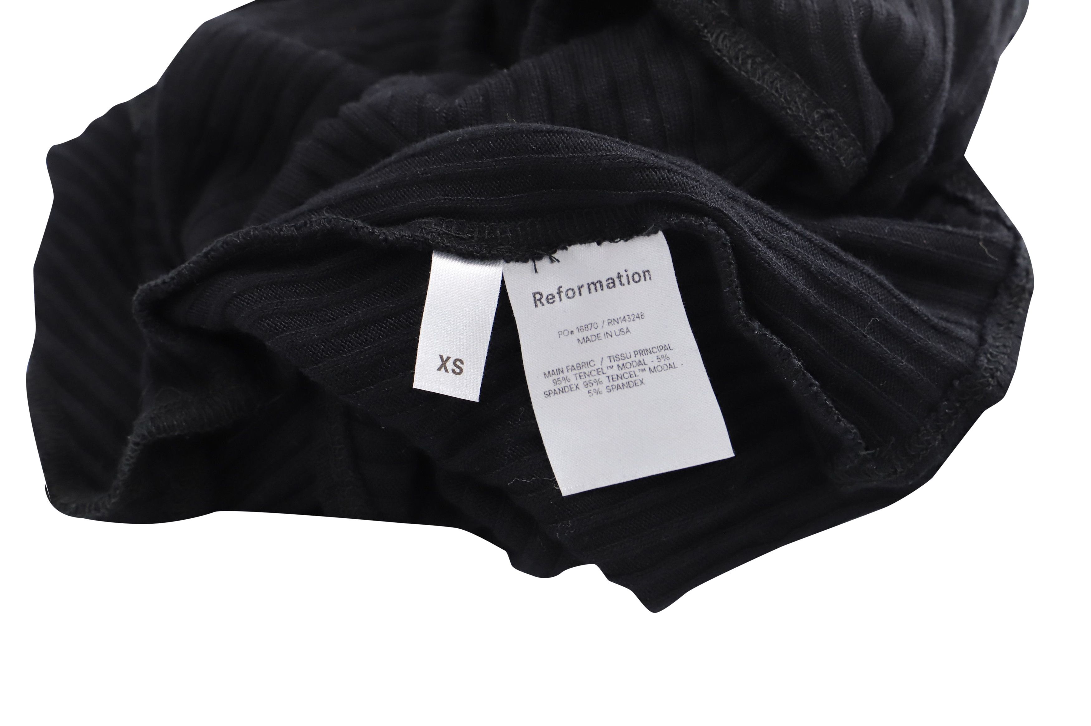 Reformation Reformation Flora Short Sleeve Knit Top in Black Tencel Size XS / US 0-2 / IT 36-38 - 4 Thumbnail
