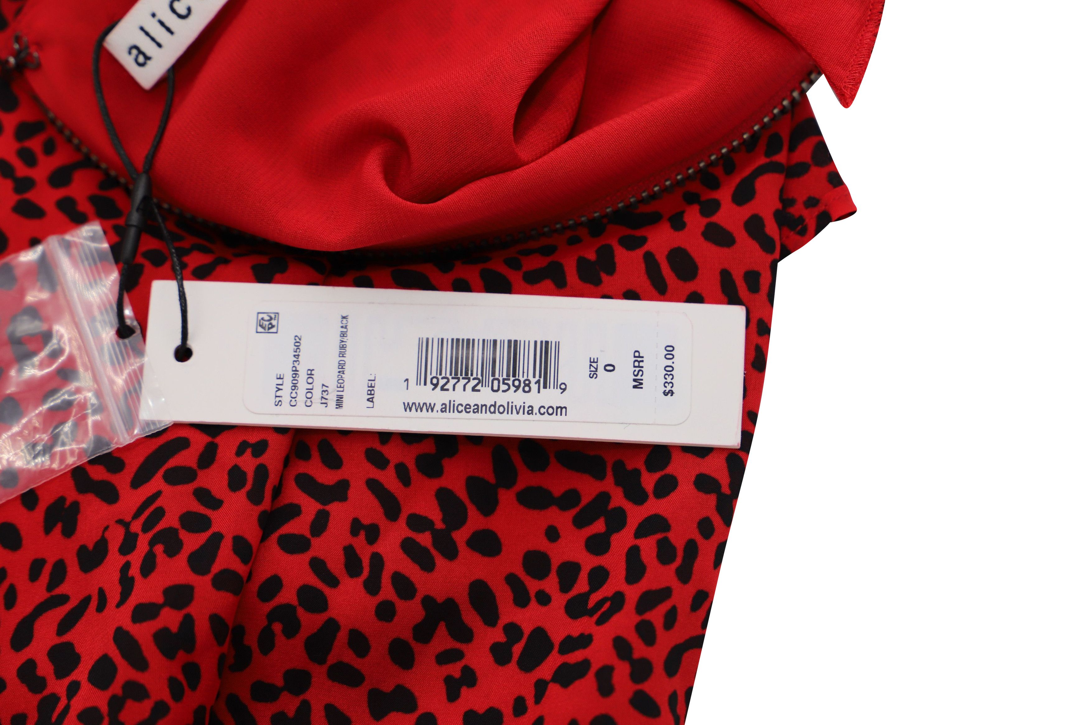 Alice + Olivia Alice + Olivia Leopard Print Long Sleeve Dress in Red Viscos Size XS / US 0-2 / IT 36-38 - 6 Thumbnail