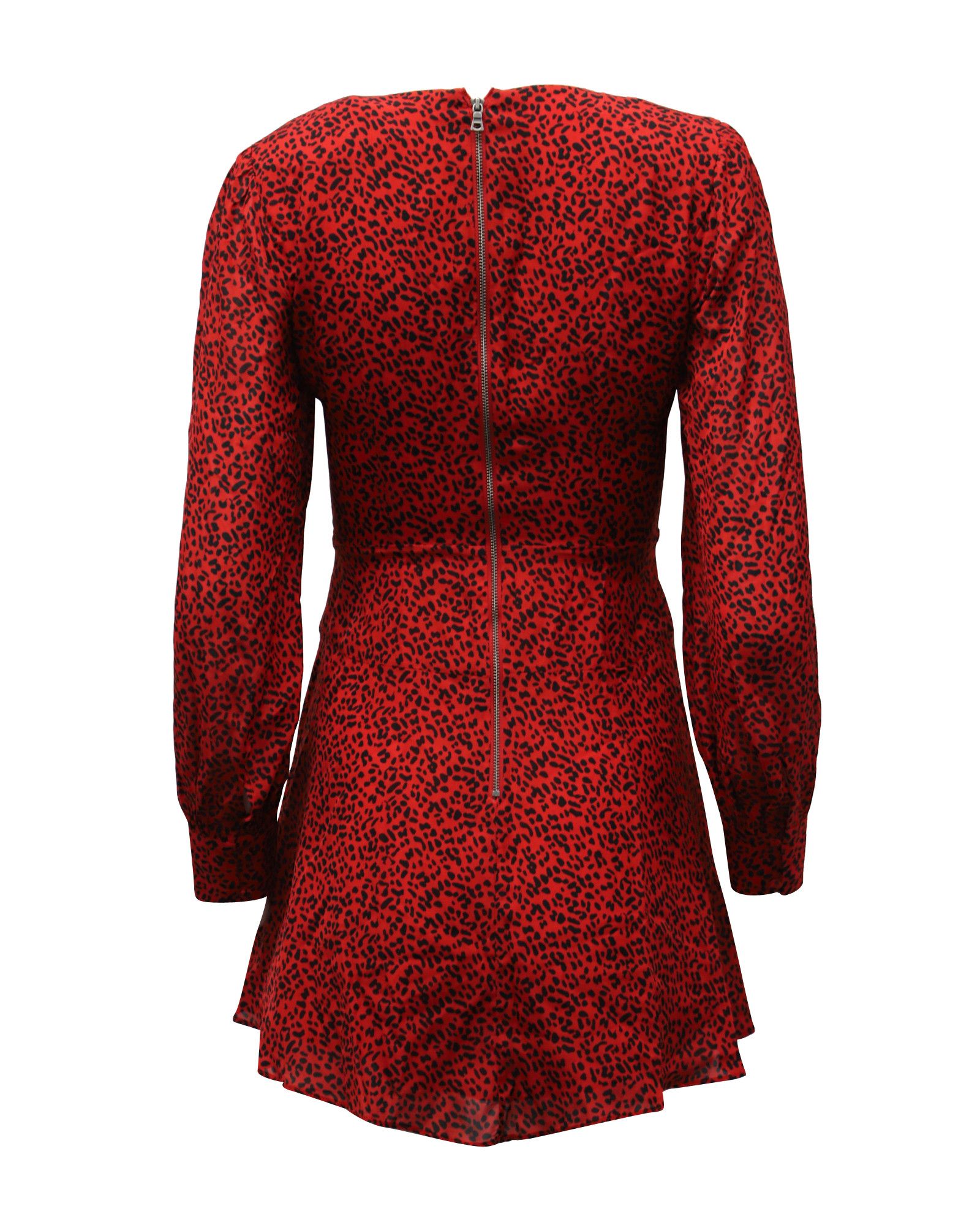 Alice + Olivia Alice + Olivia Leopard Print Long Sleeve Dress in Red Viscos Size XS / US 0-2 / IT 36-38 - 3 Thumbnail