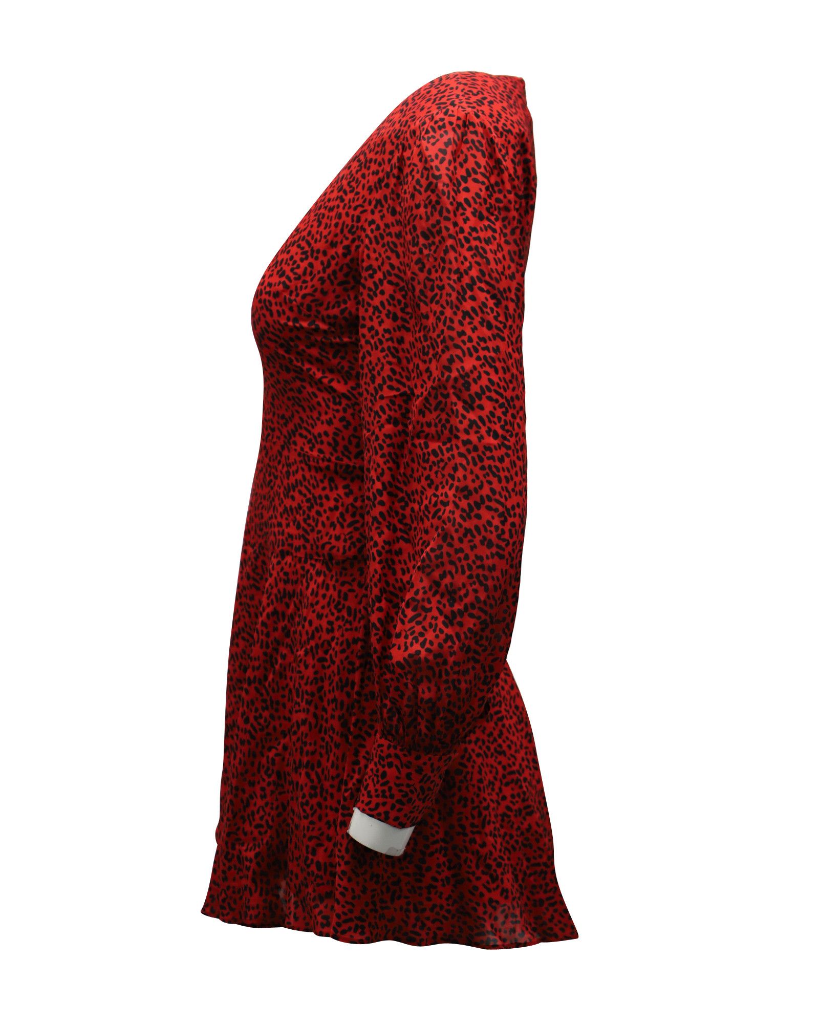 Alice + Olivia Alice + Olivia Leopard Print Long Sleeve Dress in Red Viscos Size XS / US 0-2 / IT 36-38 - 2 Thumbnail