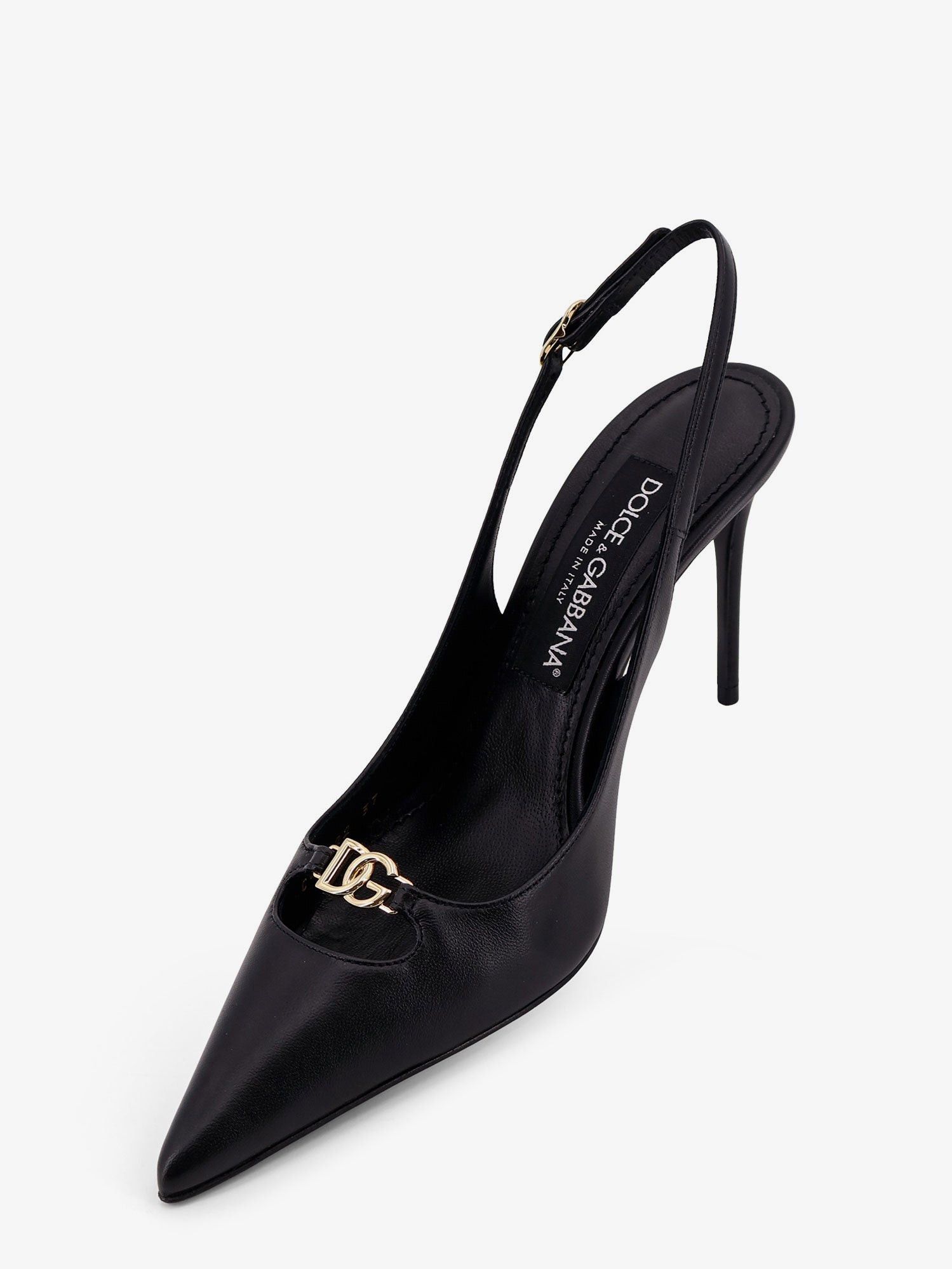 Dolce & Gabbana Leather Pump With Metal Dg Logo Size US 7 / IT 37 - 4 Thumbnail