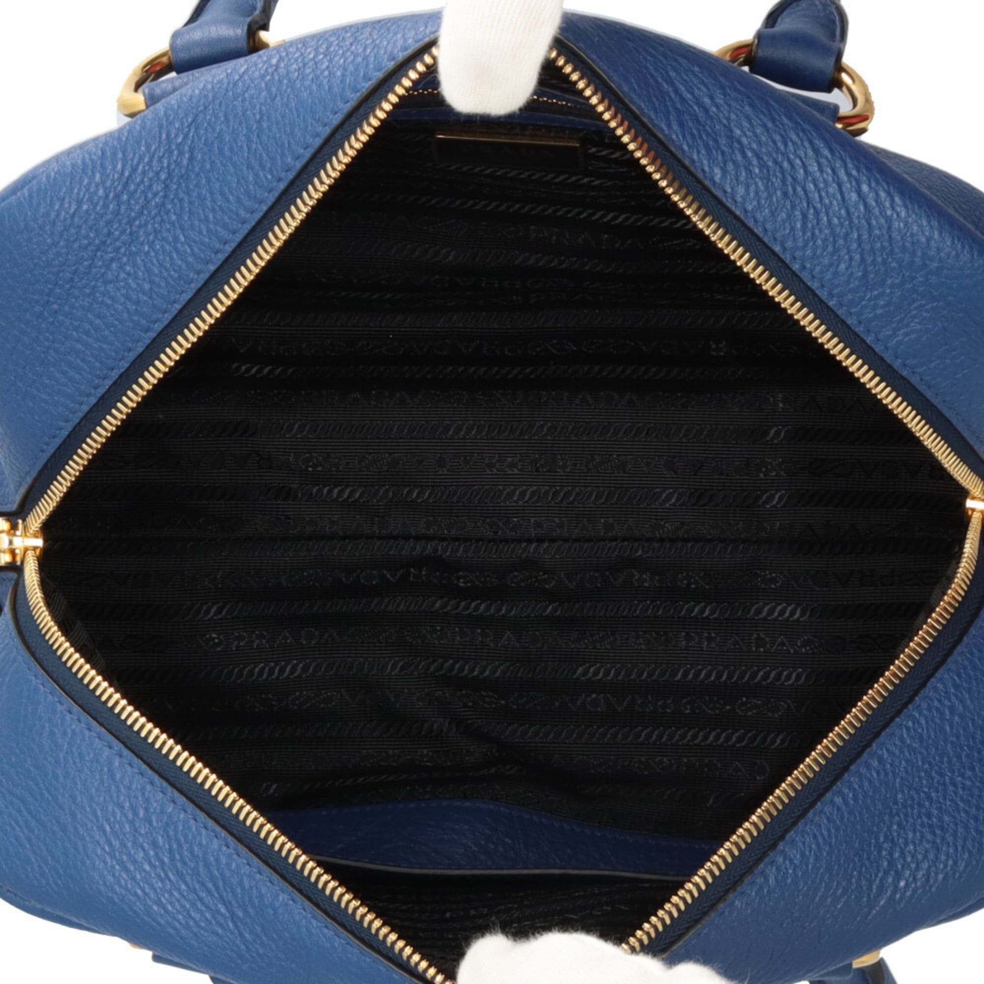 Prada Prada Mini Boston Vitello Phoenix Shoulder Bag, Leather 1BB086 Blue, Women's, PRADA 2-way Size ONE SIZE - 6 Thumbnail
