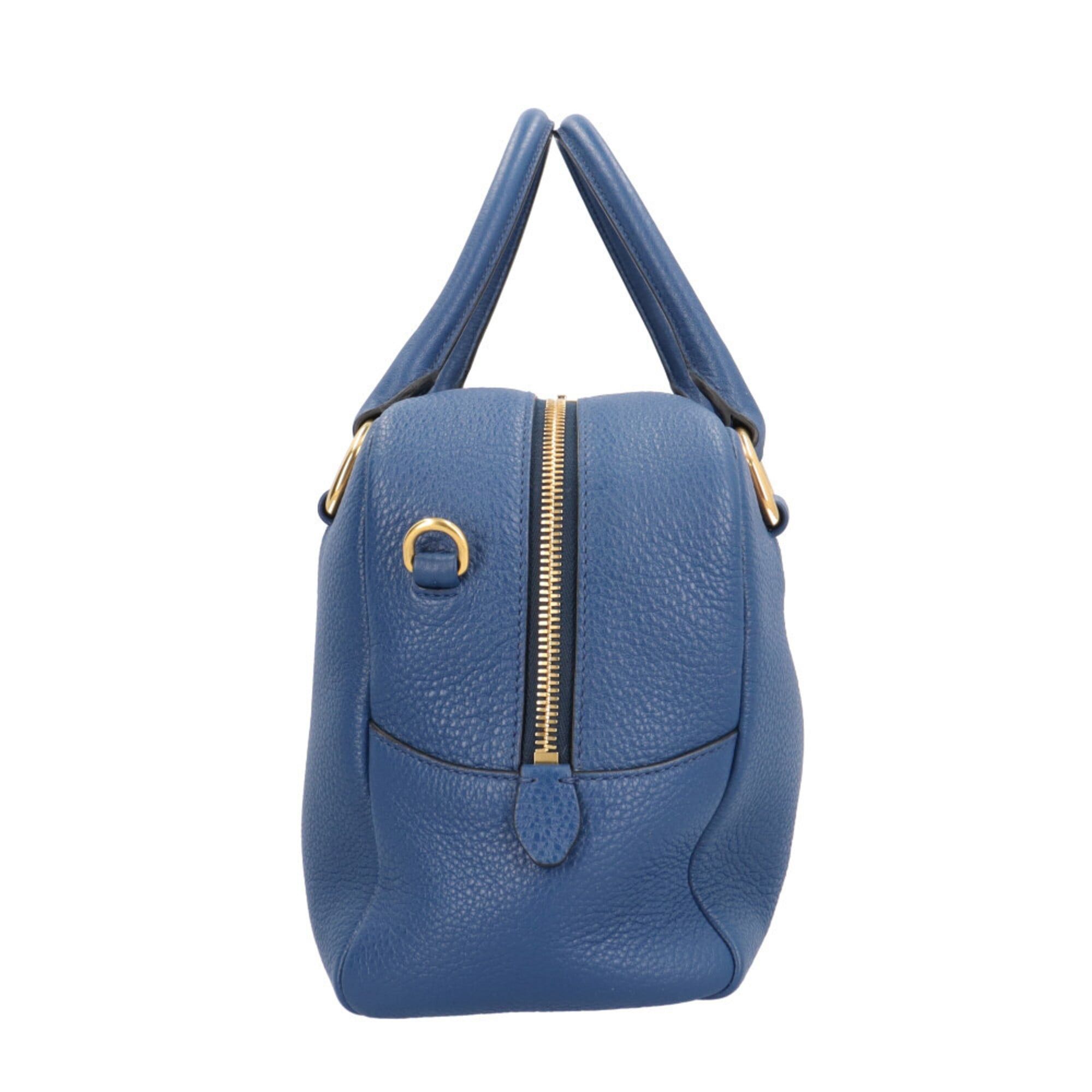 Prada Prada Mini Boston Vitello Phoenix Shoulder Bag, Leather 1BB086 Blue, Women's, PRADA 2-way Size ONE SIZE - 4 Thumbnail