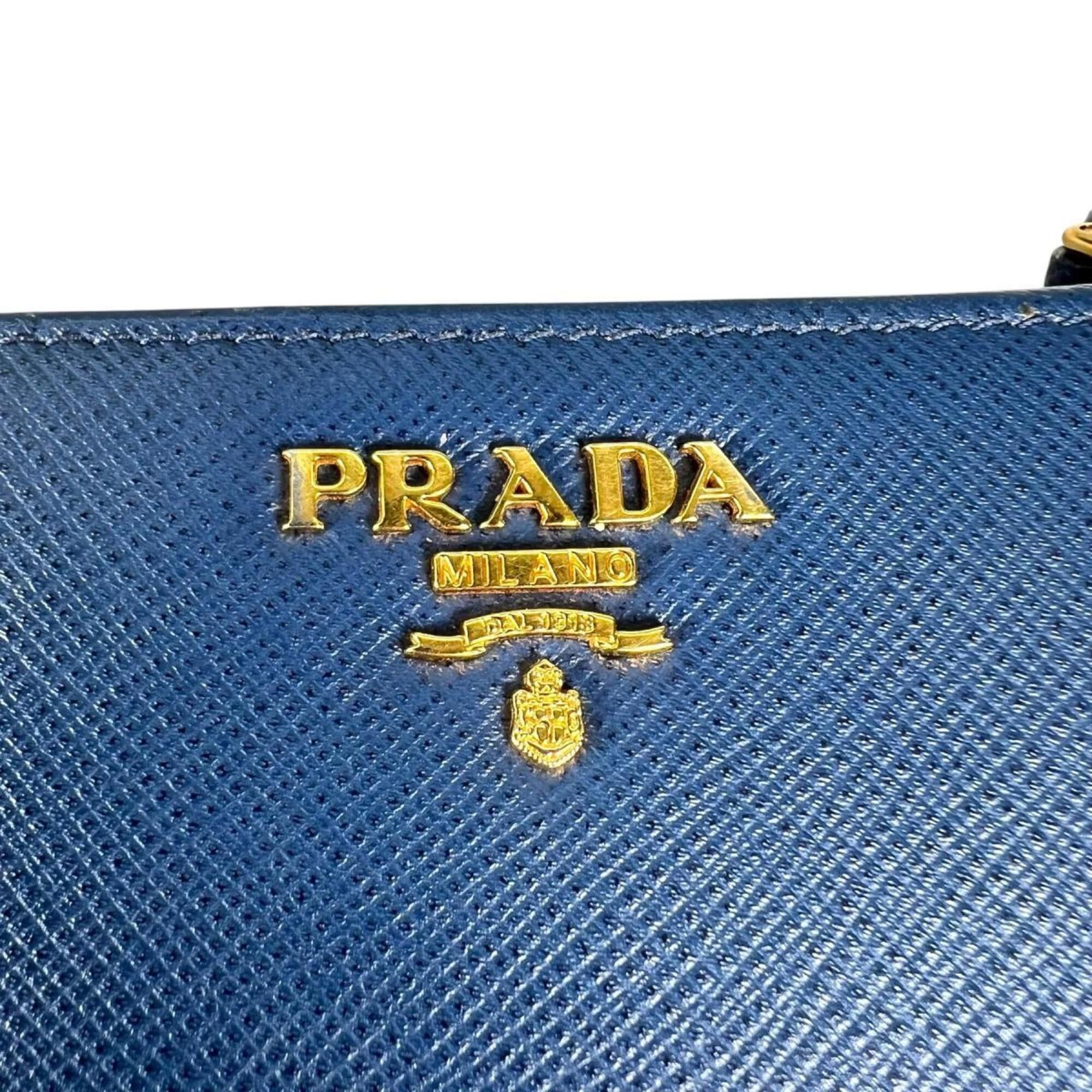 Prada Prada bi-fold wallet, zip-around, Saffiano leather, 1ML018, blue. Size ONE SIZE - 10 Thumbnail