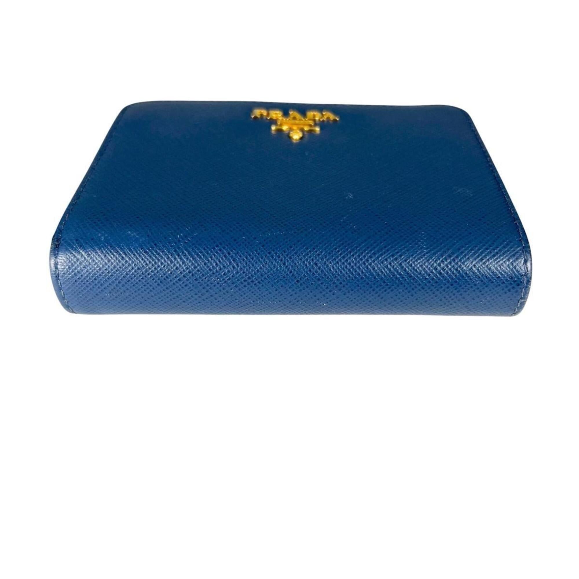 Prada Prada bi-fold wallet, zip-around, Saffiano leather, 1ML018, blue. Size ONE SIZE - 5 Thumbnail