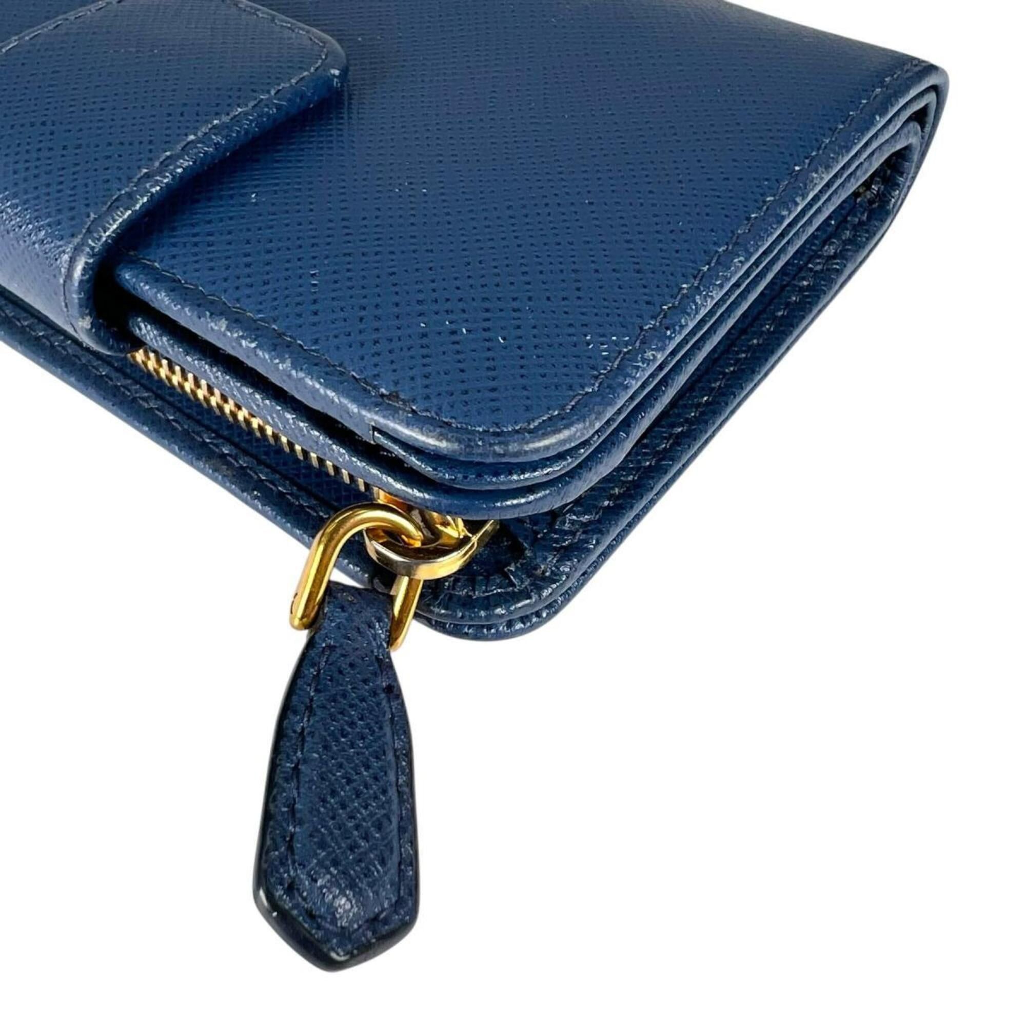Prada Prada bi-fold wallet, zip-around, Saffiano leather, 1ML018, blue. Size ONE SIZE - 9 Thumbnail