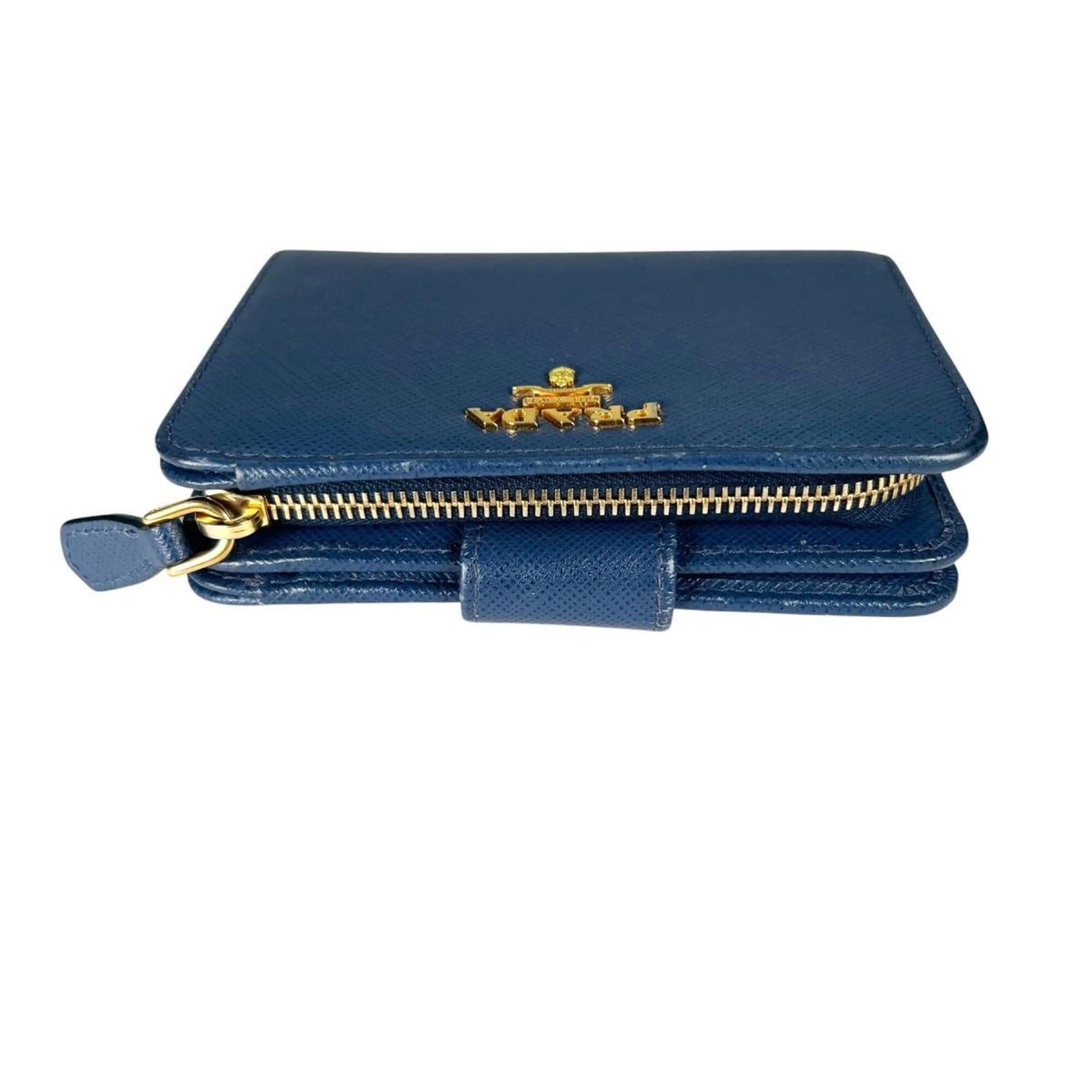 Prada Prada bi-fold wallet, zip-around, Saffiano leather, 1ML018, blue. Size ONE SIZE - 4 Thumbnail