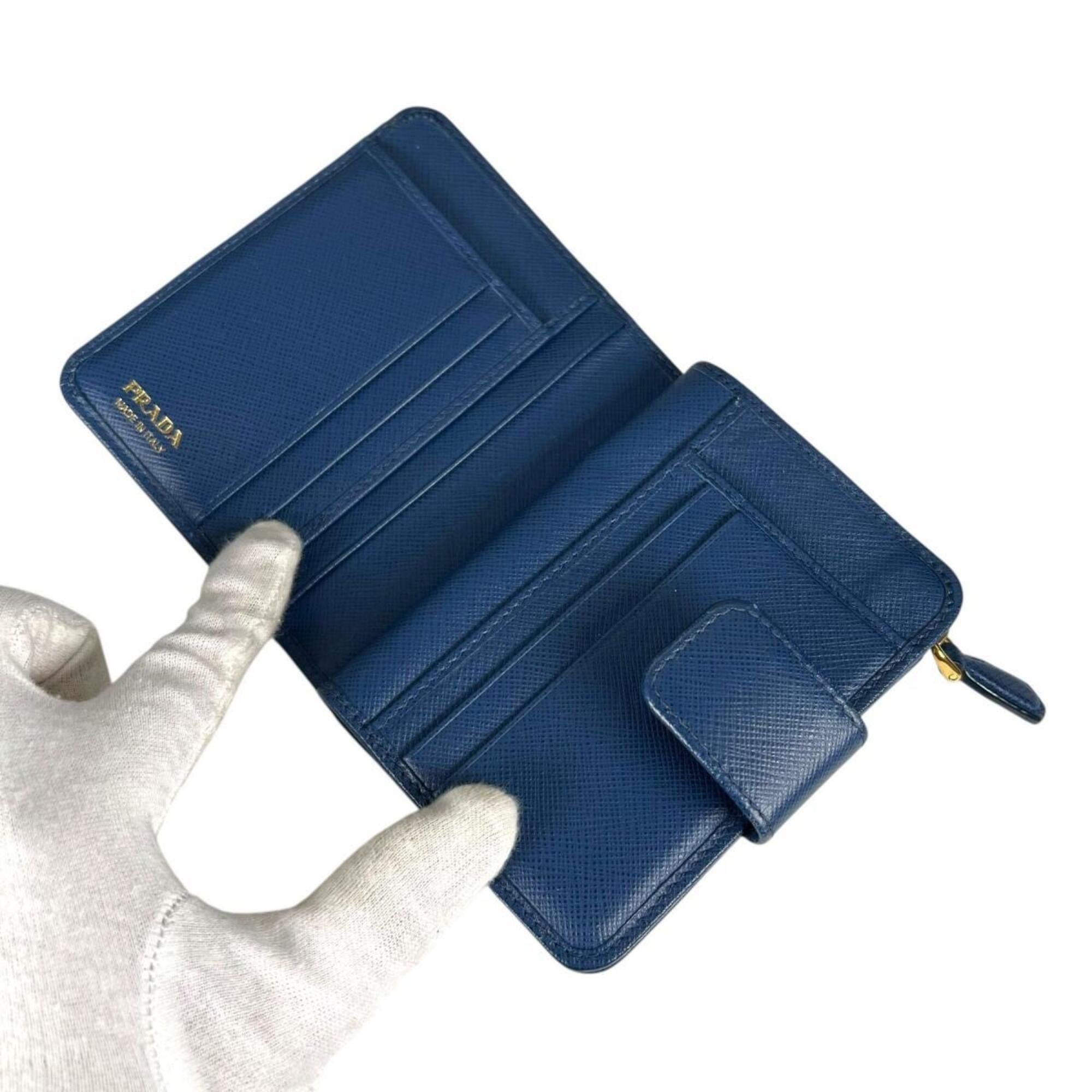 Prada Prada bi-fold wallet, zip-around, Saffiano leather, 1ML018, blue. Size ONE SIZE - 11 Thumbnail
