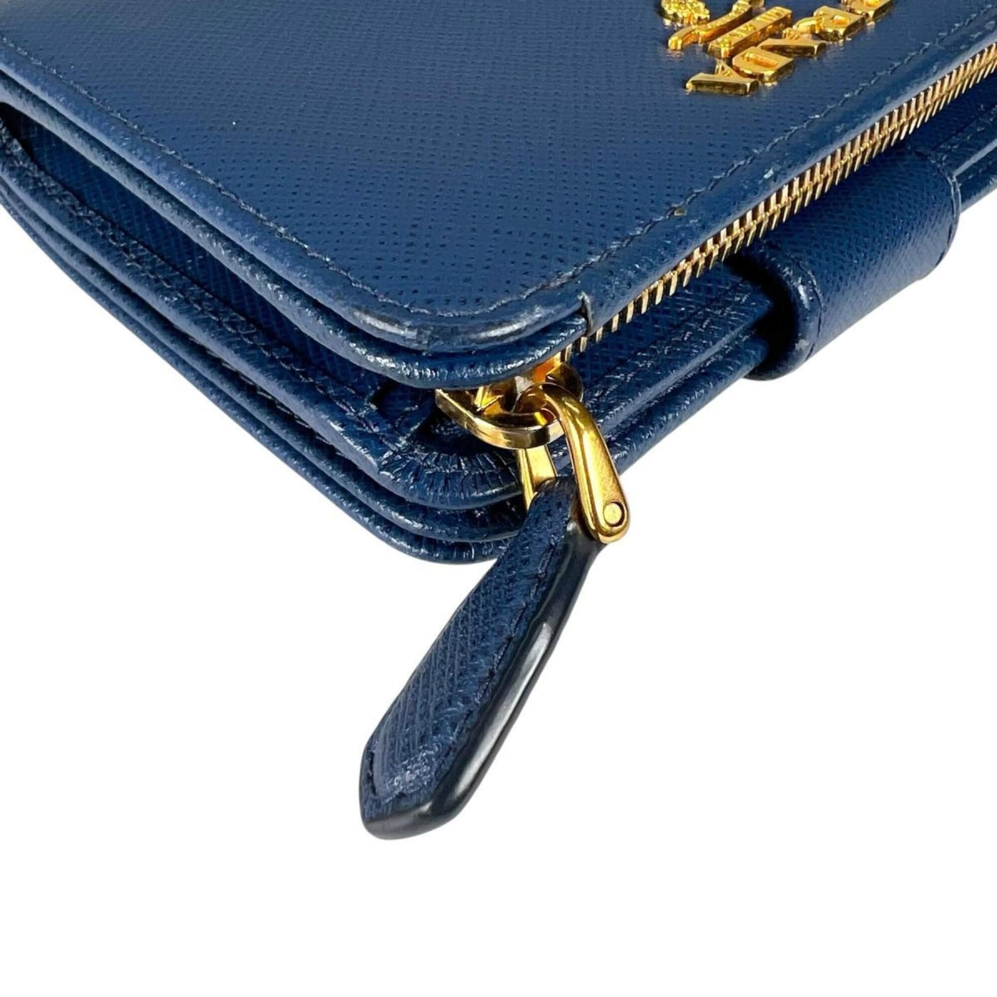 Prada Prada bi-fold wallet, zip-around, Saffiano leather, 1ML018, blue. Size ONE SIZE - 7 Thumbnail