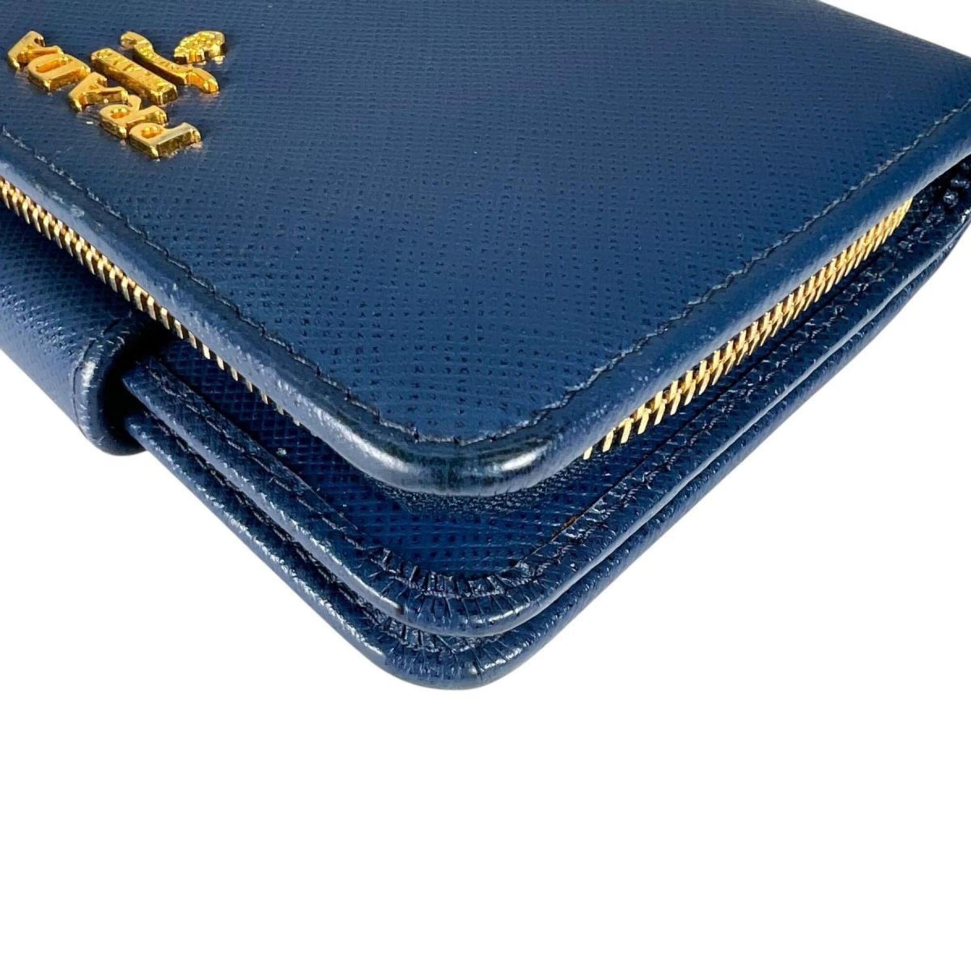 Prada Prada bi-fold wallet, zip-around, Saffiano leather, 1ML018, blue. Size ONE SIZE - 6 Thumbnail