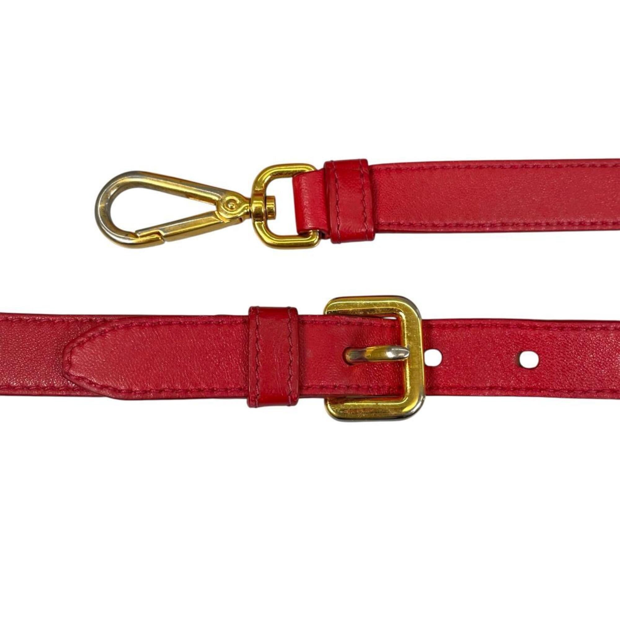 Prada Prada Tote Bag Shoulder Gathered Nappa Gaufre Leather B2588L Red Size ONE SIZE - 18 Thumbnail