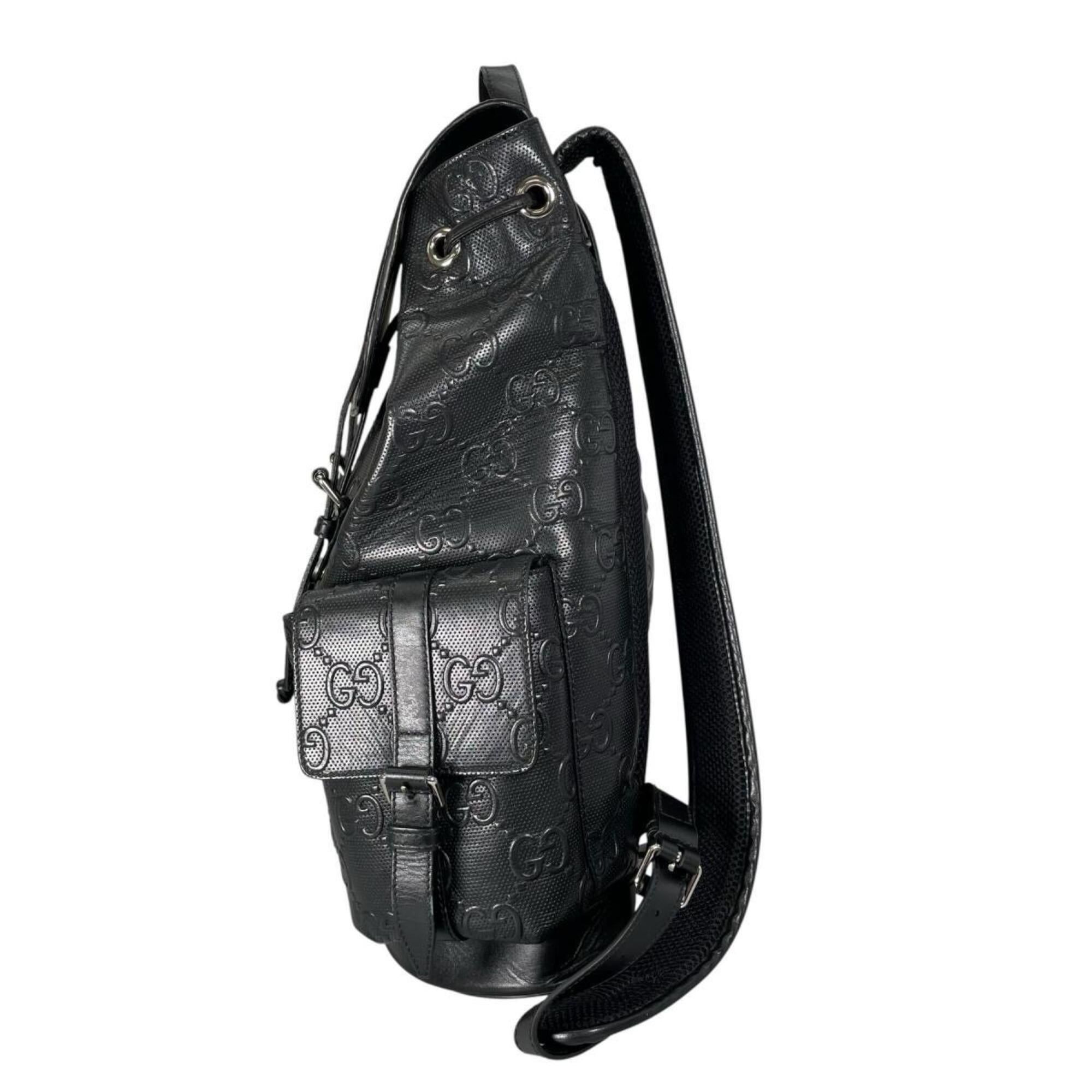 Gucci Gucci Backpack GG Embossed Leather 625770 Black Size ONE SIZE - 2 Thumbnail