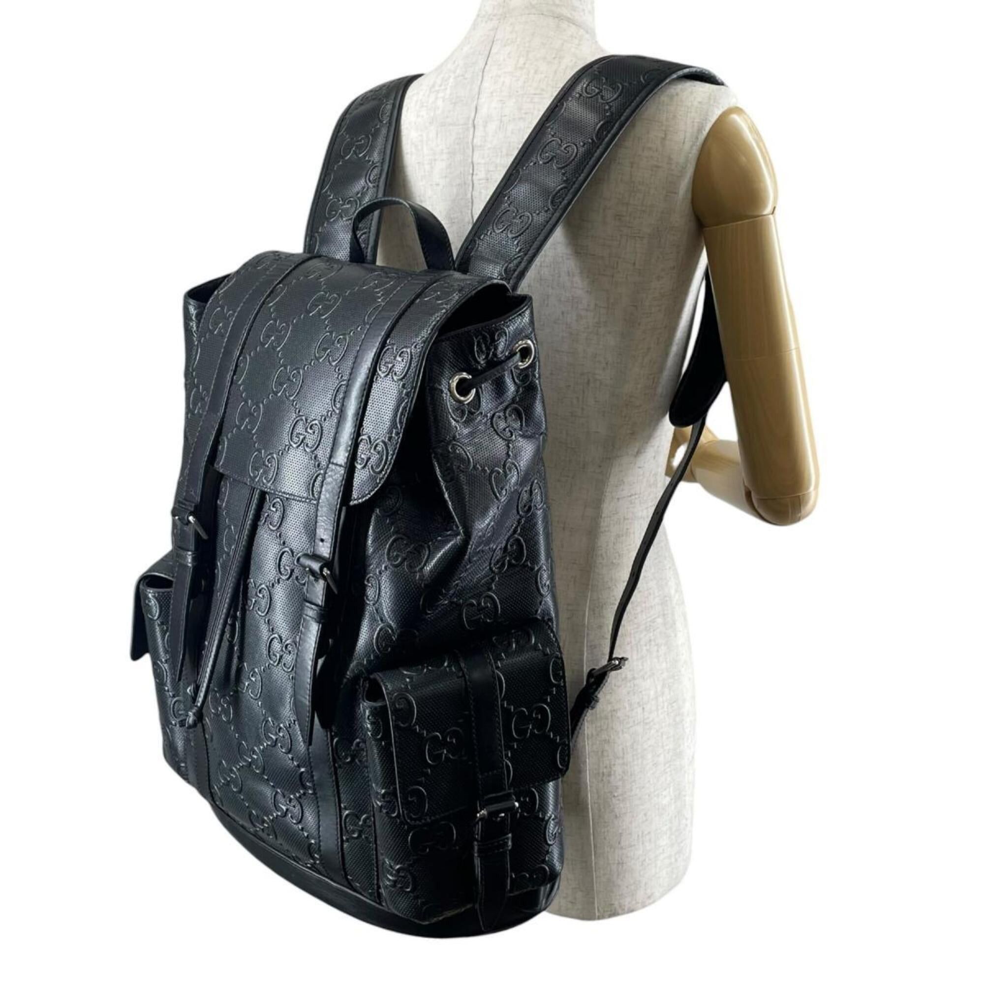 Gucci Gucci Backpack GG Embossed Leather 625770 Black Size ONE SIZE - 18 Thumbnail
