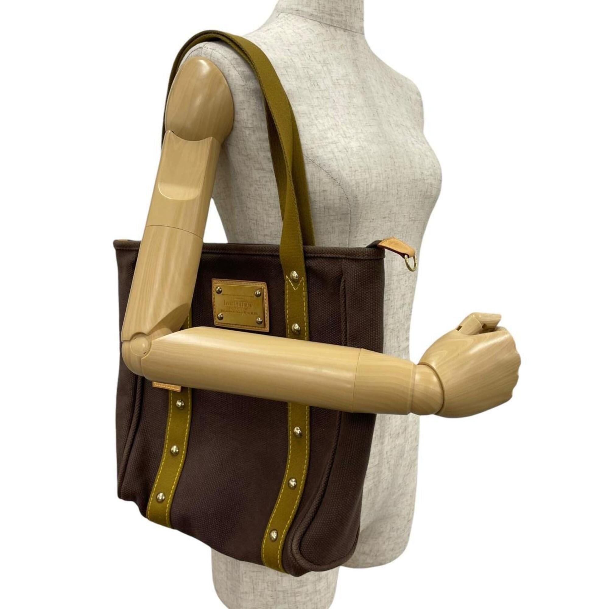 Louis Vuitton Louis Vuitton Cabas MM Antigua Canvas Tote Bag, M40086 Brown Size ONE SIZE - 14 Thumbnail