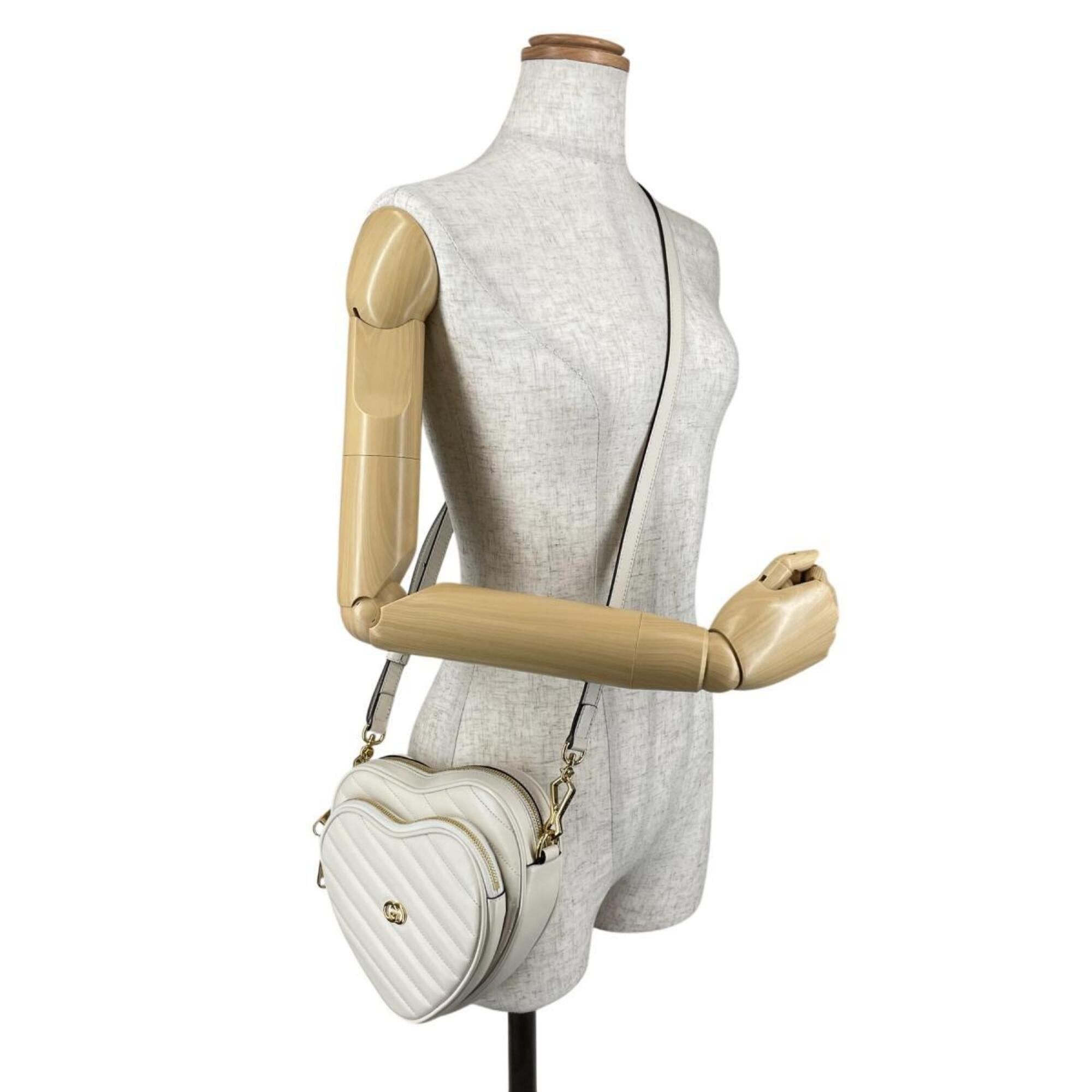 Gucci Gucci shoulder bag, heart chain, interlocking G design, leather, 751628, white. Size ONE SIZE - 16 Thumbnail