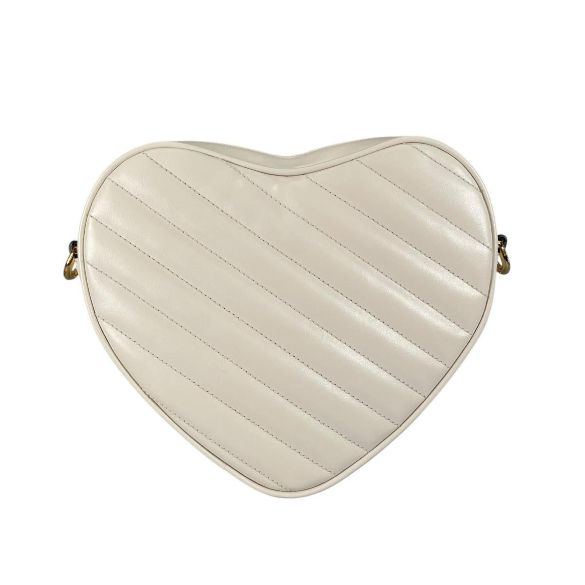 Gucci Gucci shoulder bag, heart chain, interlocking G design, leather, 751628, white. Size ONE SIZE - 3 Thumbnail