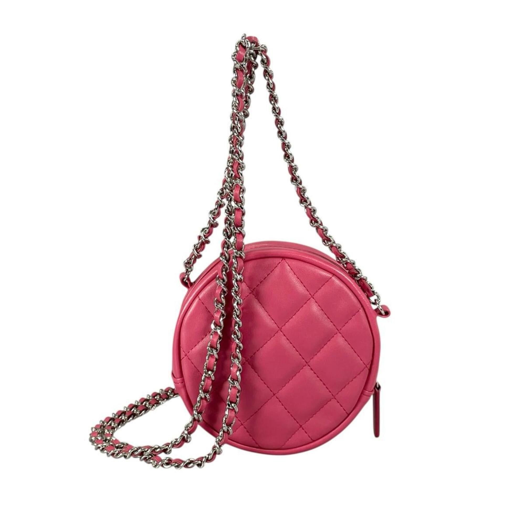 Chanel Chanel Shoulder Bag, Round Chain, Coco Mark, Matelassé Mini, Lambskin, A70657 Pink Size ONE SIZE - 3 Thumbnail