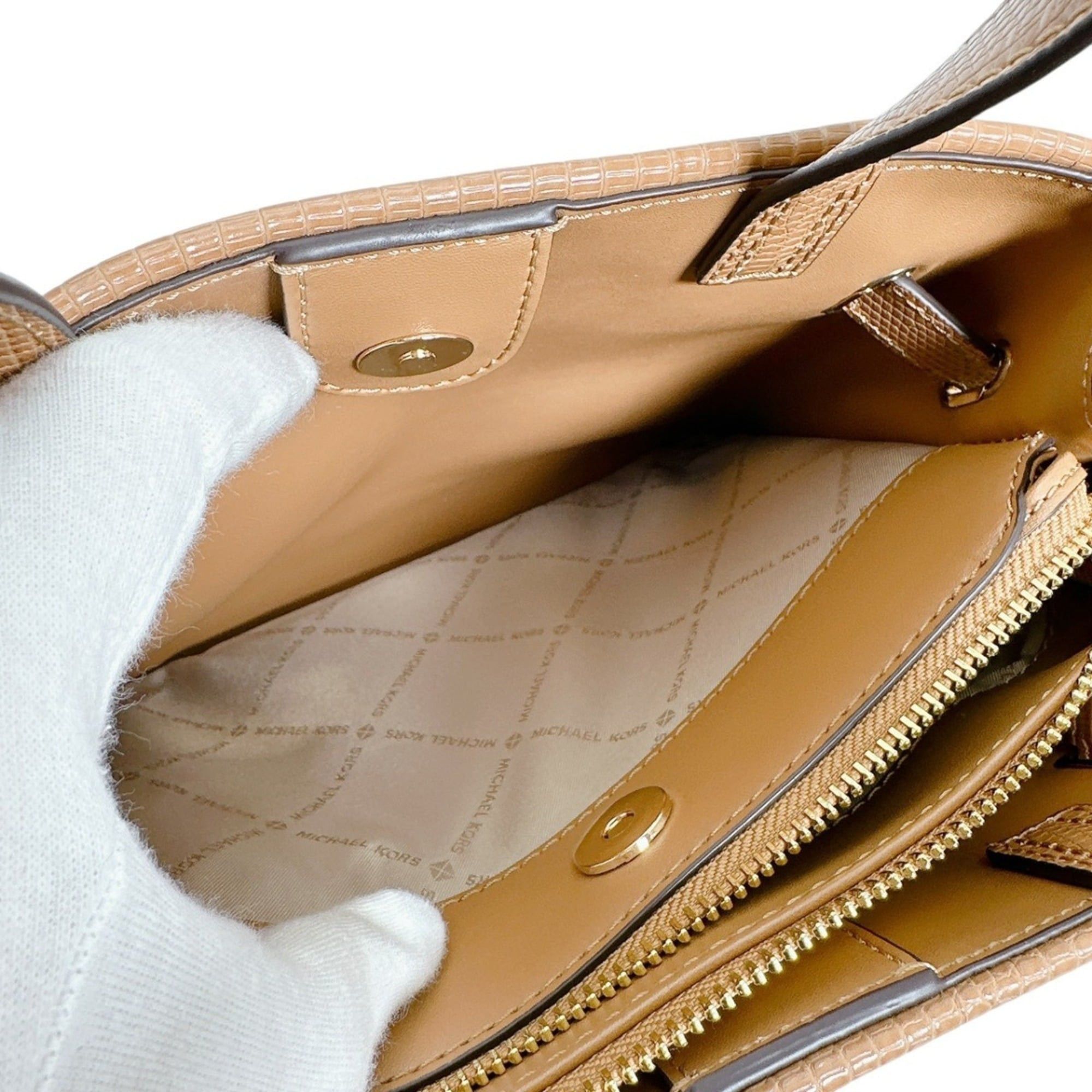Michael Kors Michael Kors handbag, satchel, shoulder bag, polyurethane, 35T2GU5S1W1214, brown. Size ONE SIZE - 12 Thumbnail