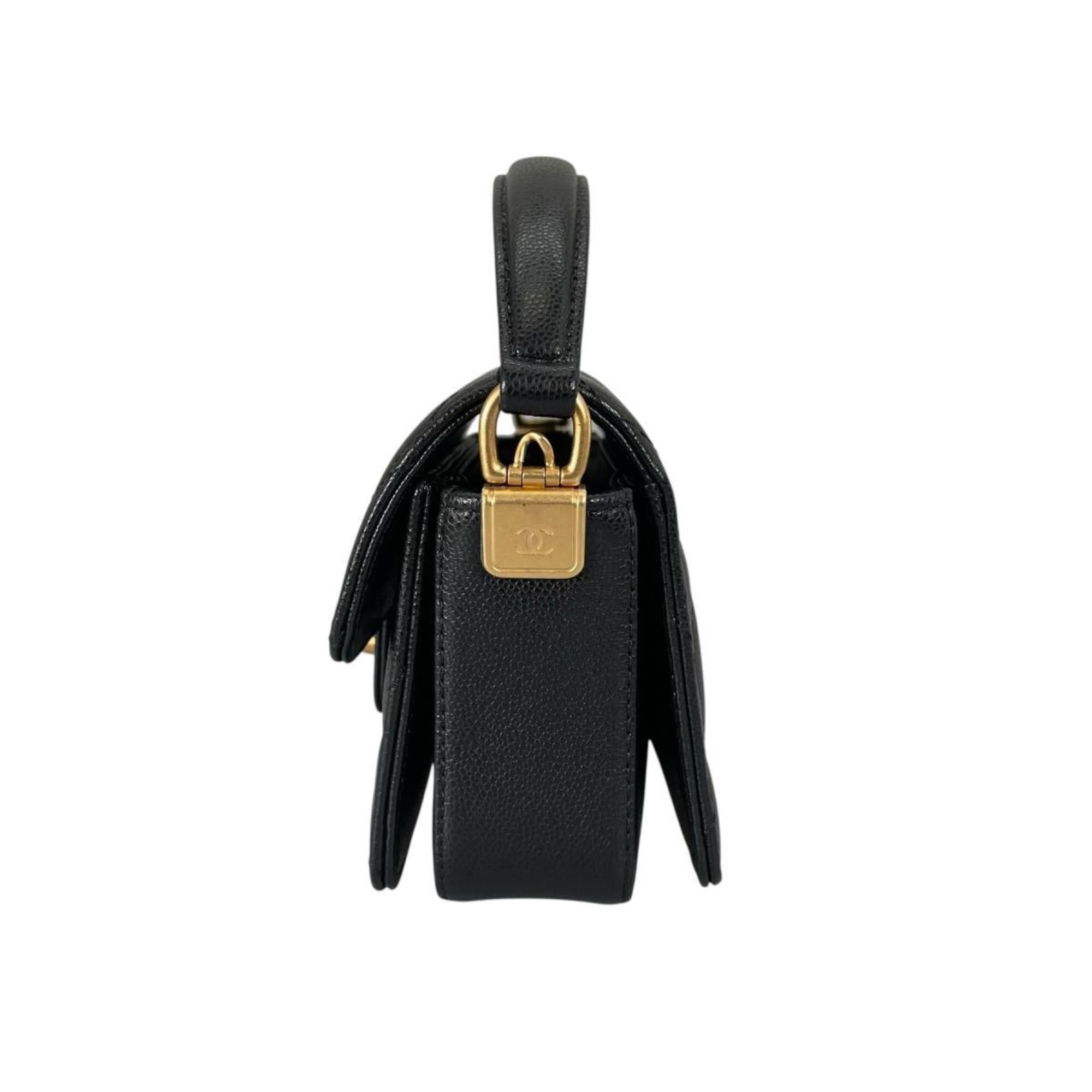Chanel Chanel Handbag Flap Bag Caviar Skin Matelassé Handle Mini Leather AS5164 Black Size ONE SIZE - 3 Thumbnail