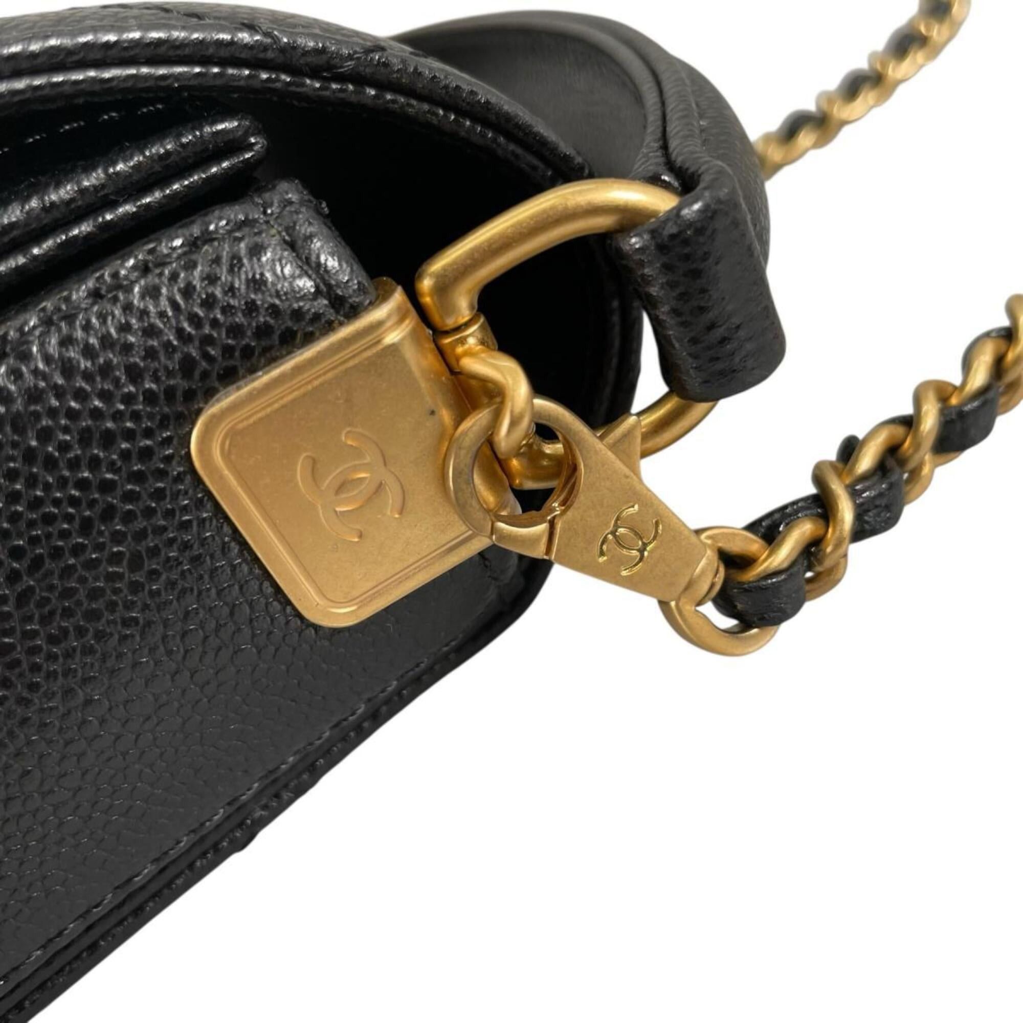 Chanel Chanel Handbag Flap Bag Caviar Skin Matelassé Handle Mini Leather AS5164 Black Size ONE SIZE - 15 Thumbnail