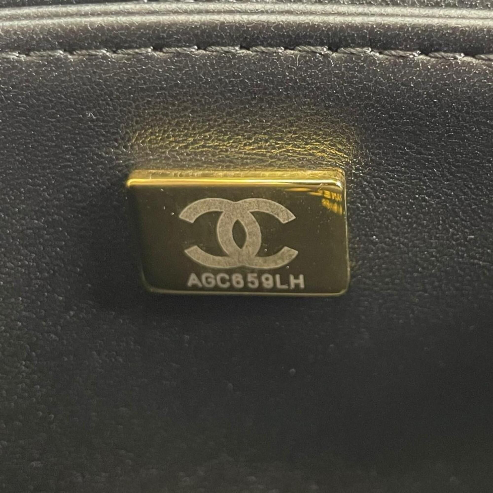 Chanel Chanel Handbag Flap Bag Caviar Skin Matelassé Handle Mini Leather AS5164 Black Size ONE SIZE - 12 Thumbnail