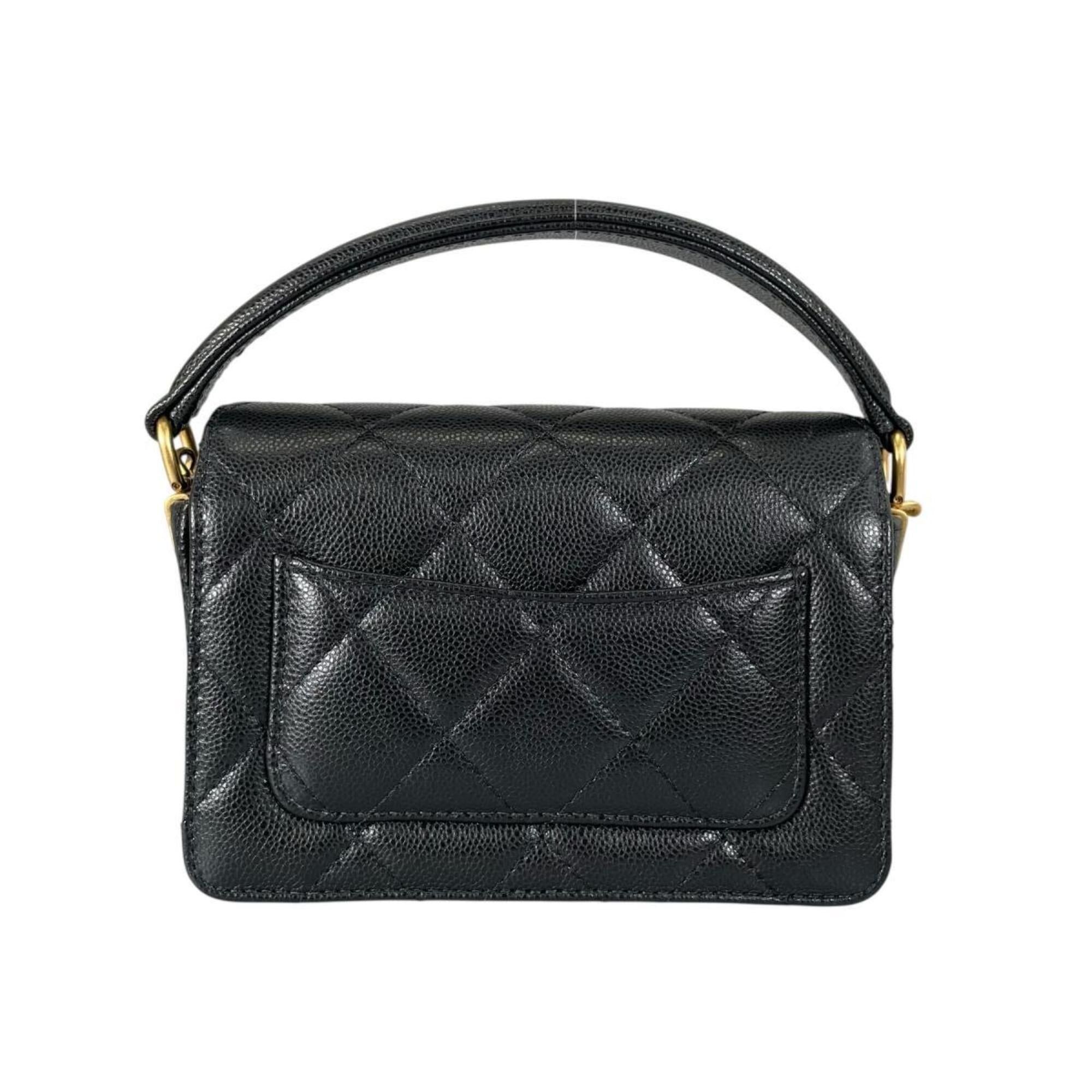 Chanel Chanel Handbag Flap Bag Caviar Skin Matelassé Handle Mini Leather AS5164 Black Size ONE SIZE - 4 Thumbnail