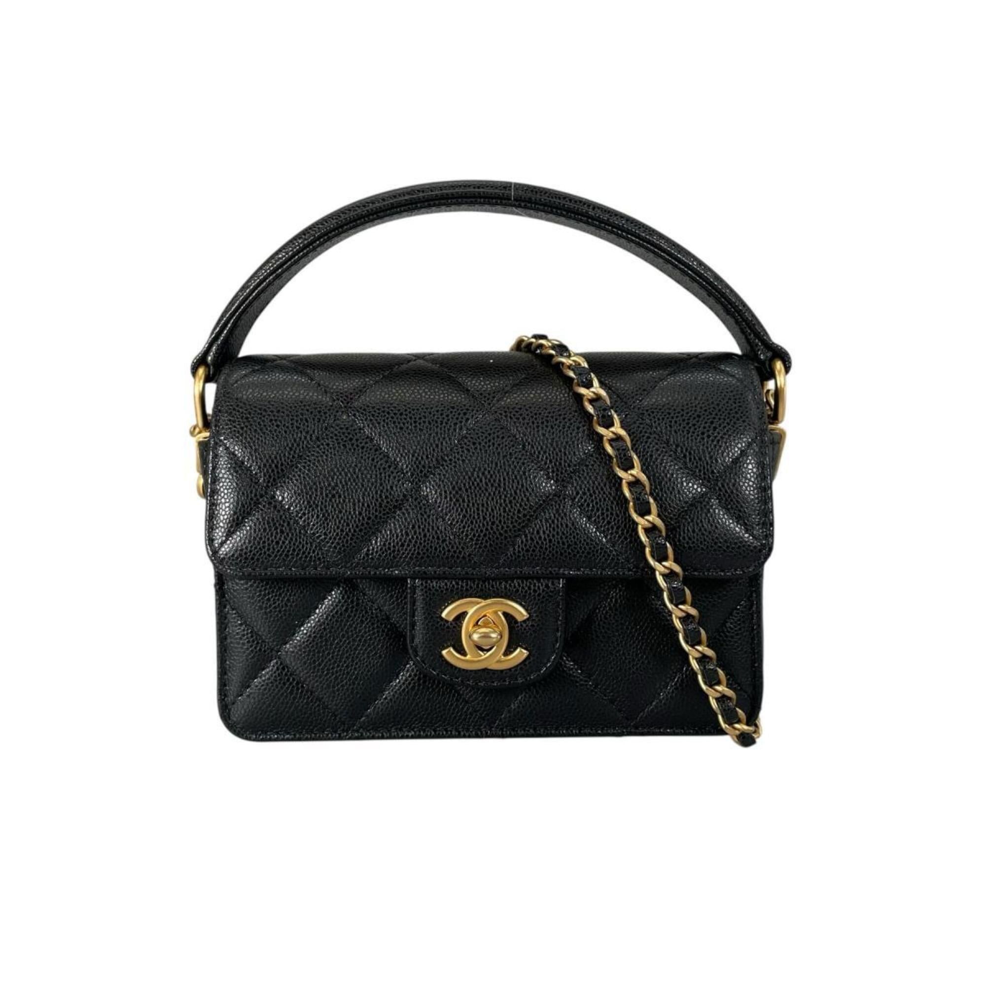 Chanel Chanel Handbag Flap Bag Caviar Skin Matelassé Handle Mini Leather AS5164 Black Size ONE SIZE - 2 Thumbnail