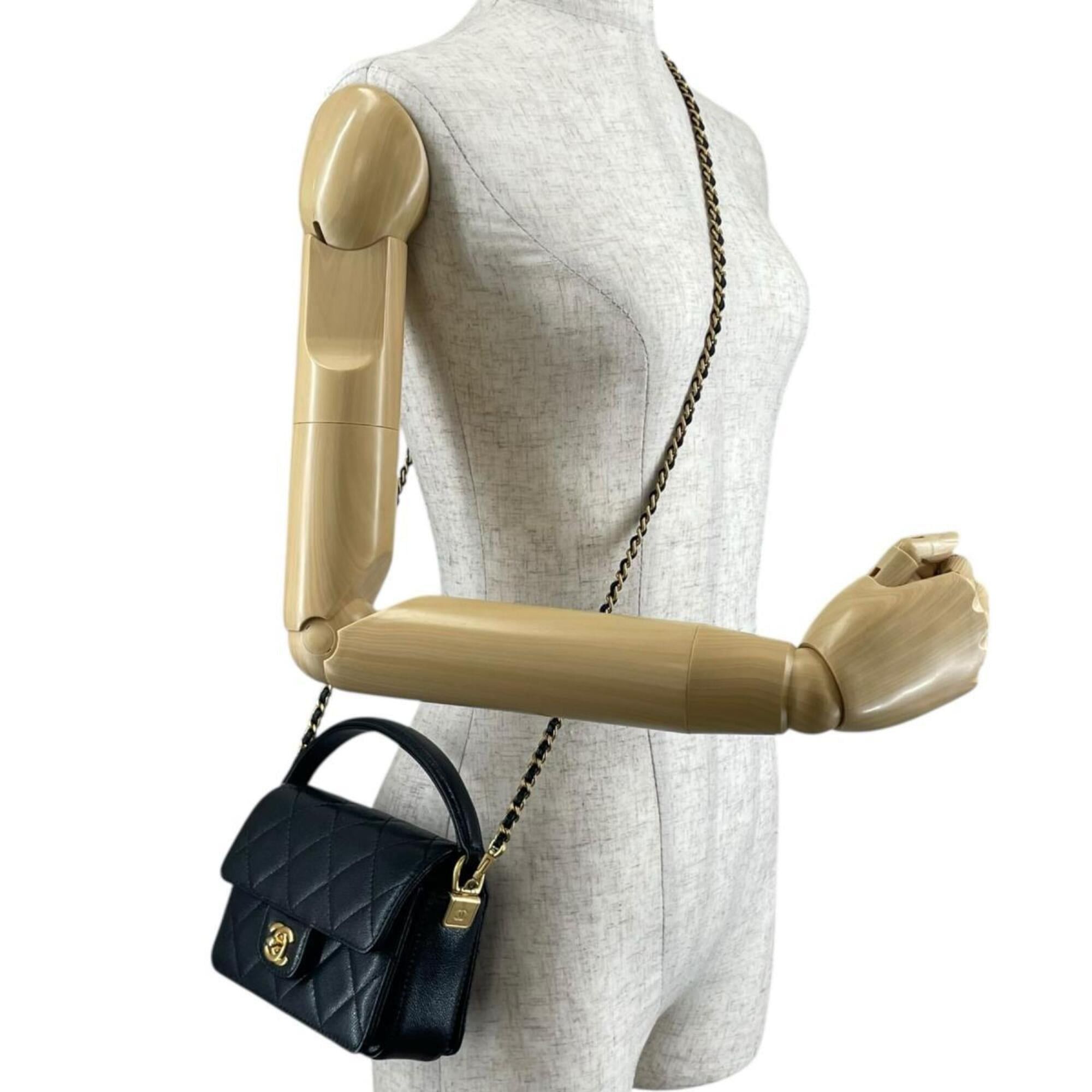 Chanel Chanel Handbag Flap Bag Caviar Skin Matelassé Handle Mini Leather AS5164 Black Size ONE SIZE - 16 Thumbnail