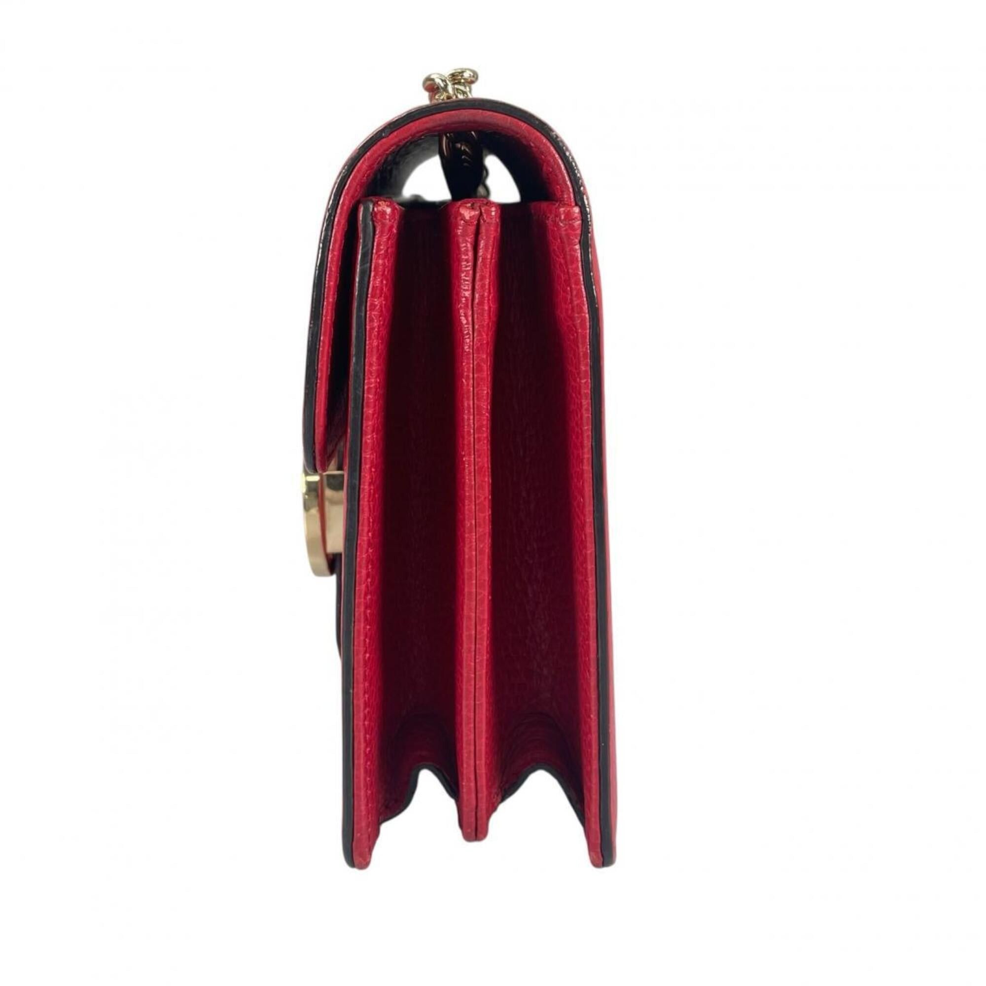 Gucci Gucci Shoulder Bag Gold Chain Crossbody Interlocking G Leather 510304 Red Size ONE SIZE - 3 Thumbnail
