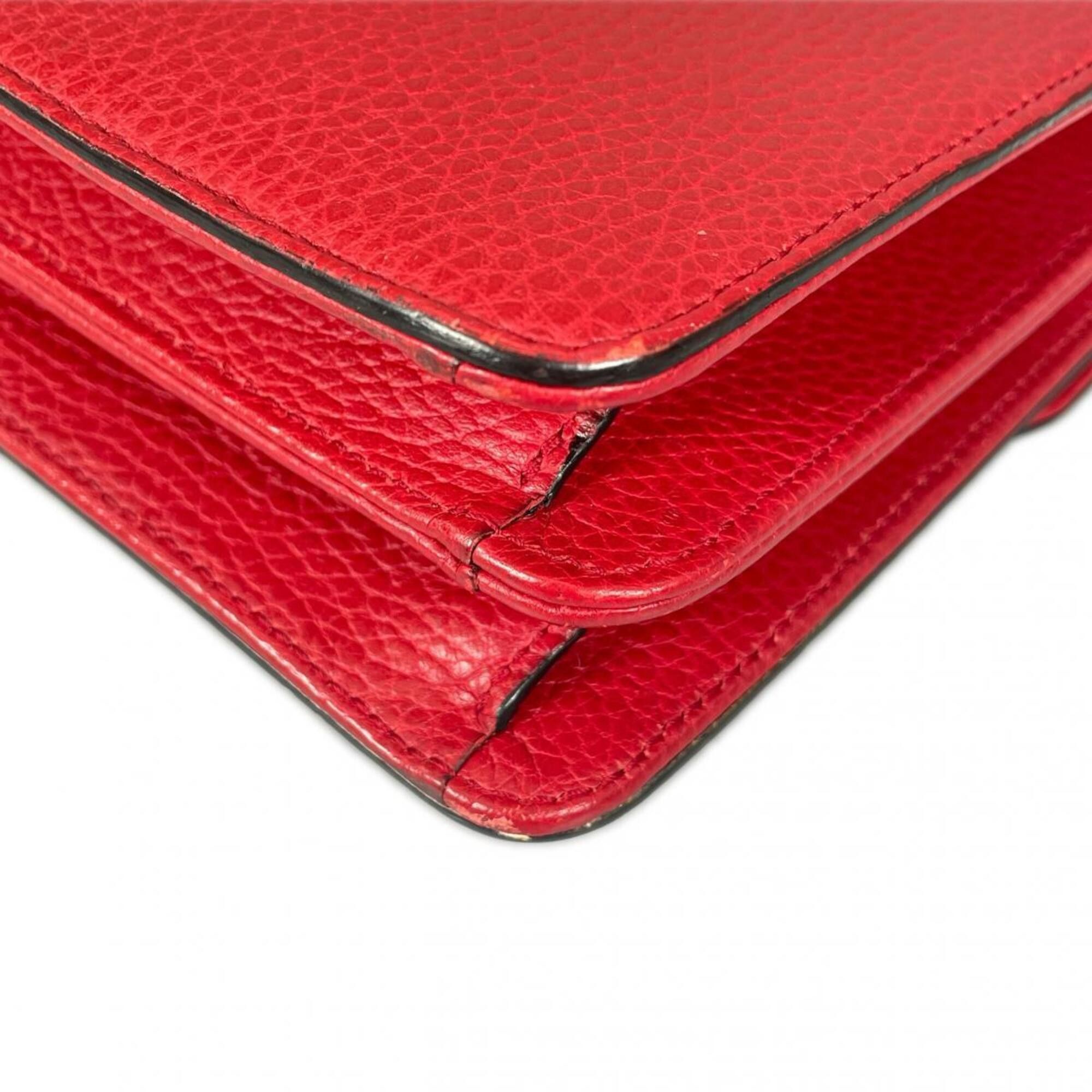 Gucci Gucci Shoulder Bag Gold Chain Crossbody Interlocking G Leather 510304 Red Size ONE SIZE - 7 Thumbnail