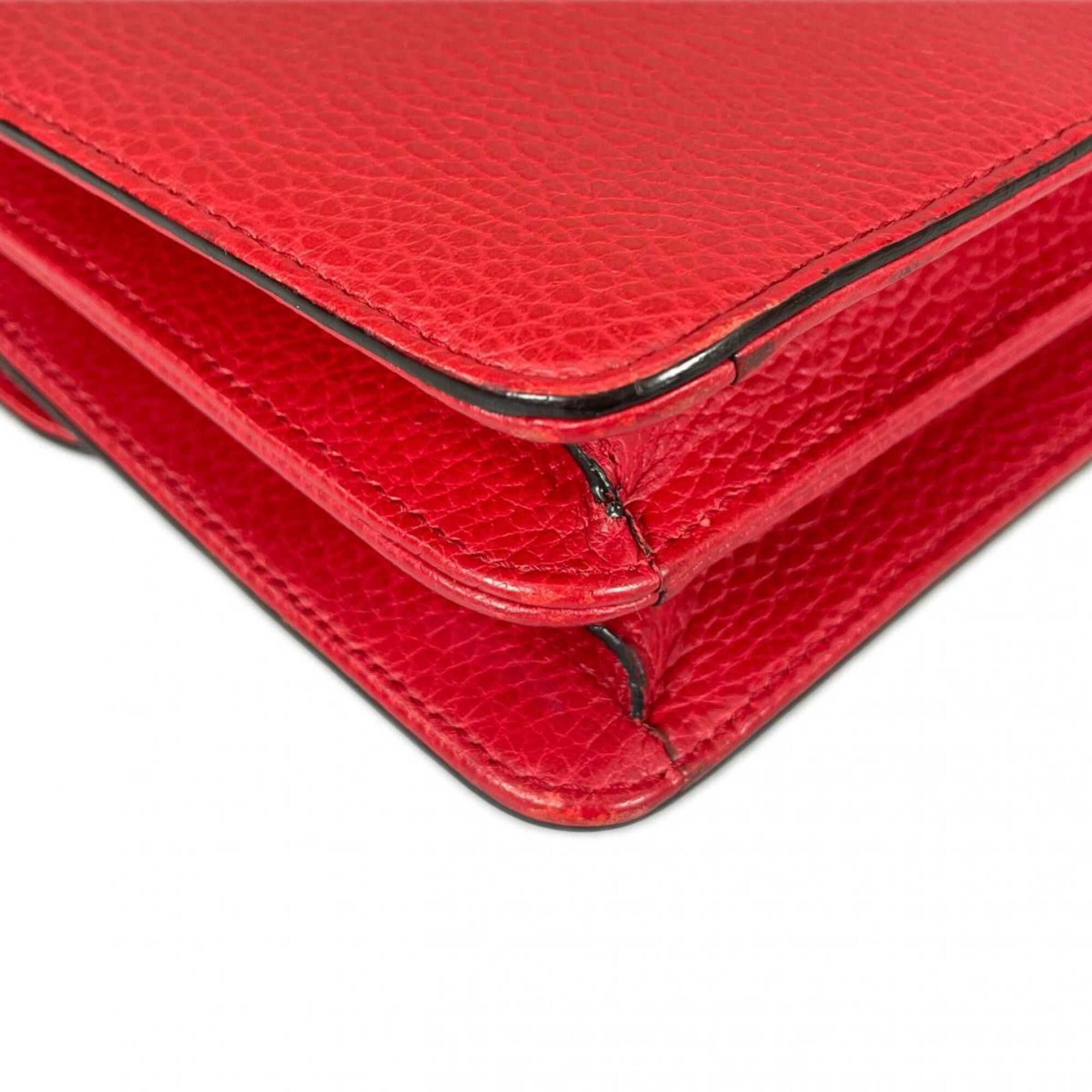 Gucci Gucci Shoulder Bag Gold Chain Crossbody Interlocking G Leather 510304 Red Size ONE SIZE - 8 Thumbnail