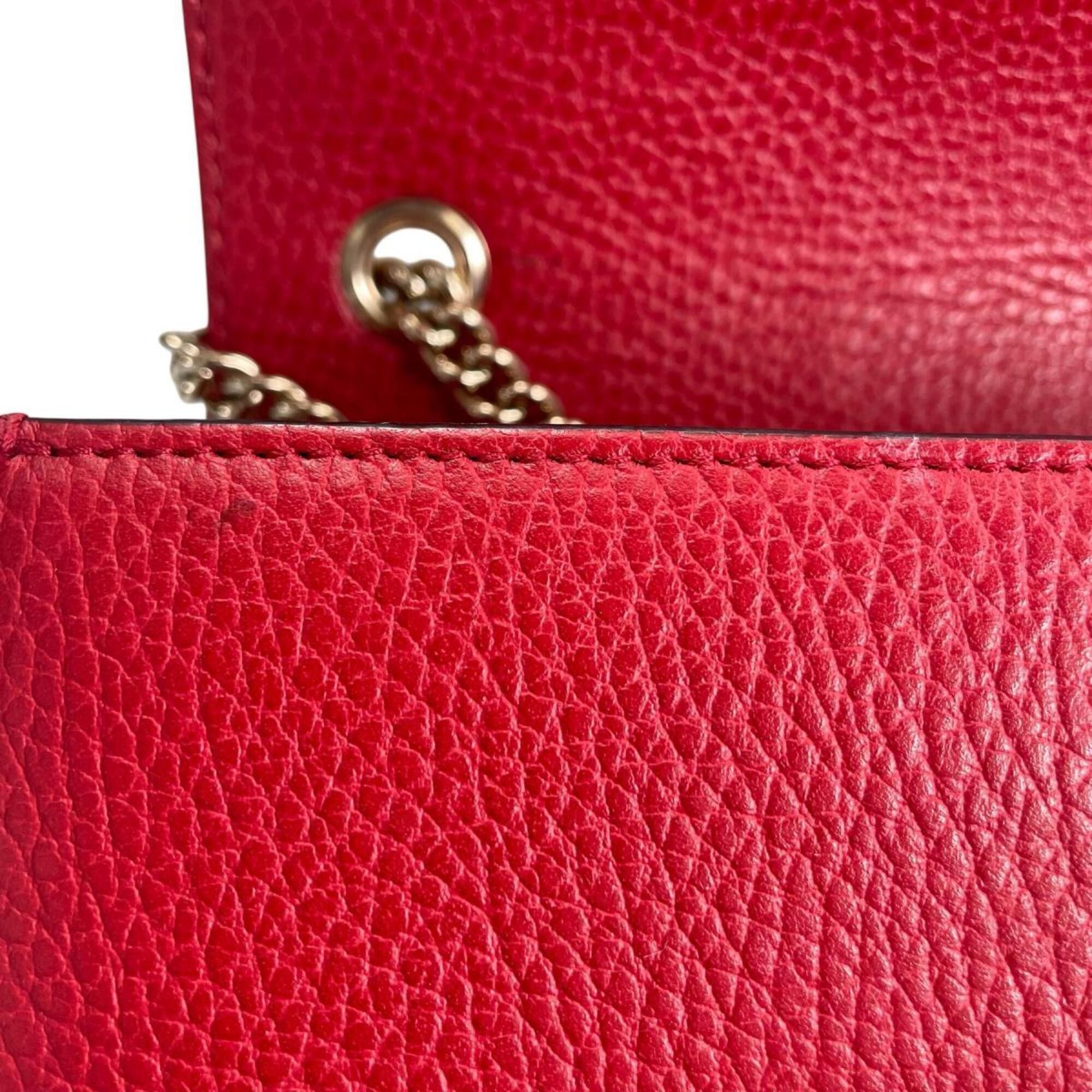 Gucci Gucci Shoulder Bag Gold Chain Crossbody Interlocking G Leather 510304 Red Size ONE SIZE - 20 Thumbnail