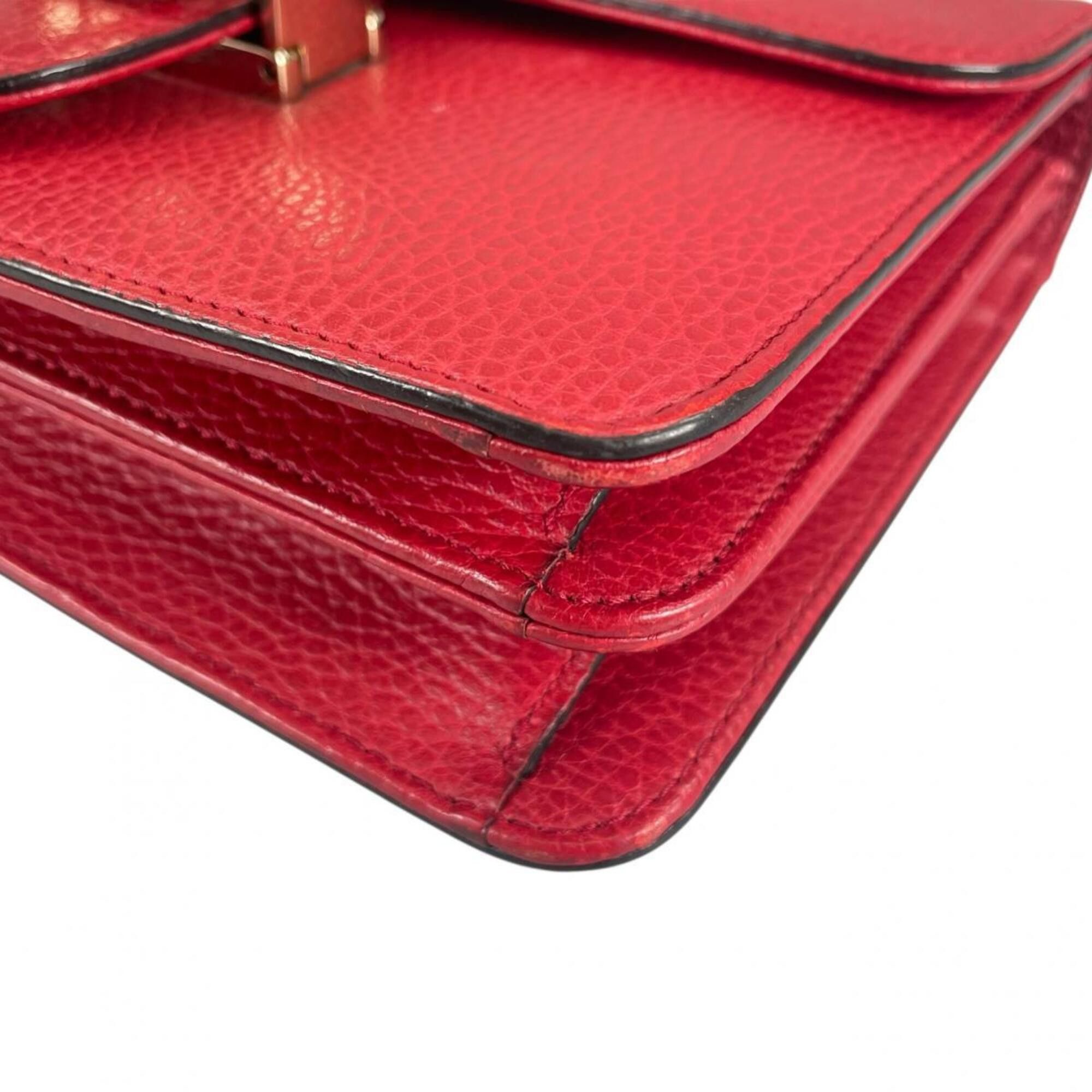 Gucci Gucci Shoulder Bag Gold Chain Crossbody Interlocking G Leather 510304 Red Size ONE SIZE - 5 Thumbnail