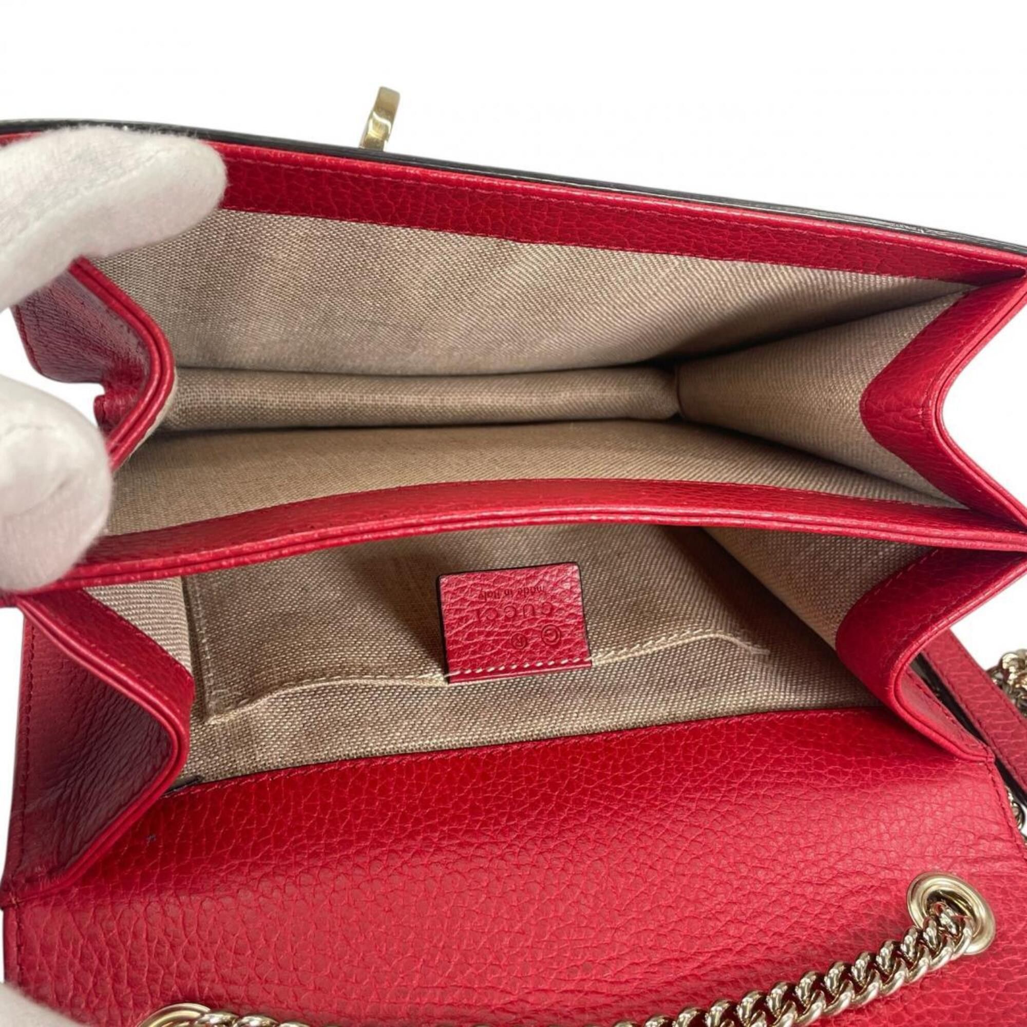 Gucci Gucci Shoulder Bag Gold Chain Crossbody Interlocking G Leather 510304 Red Size ONE SIZE - 12 Thumbnail