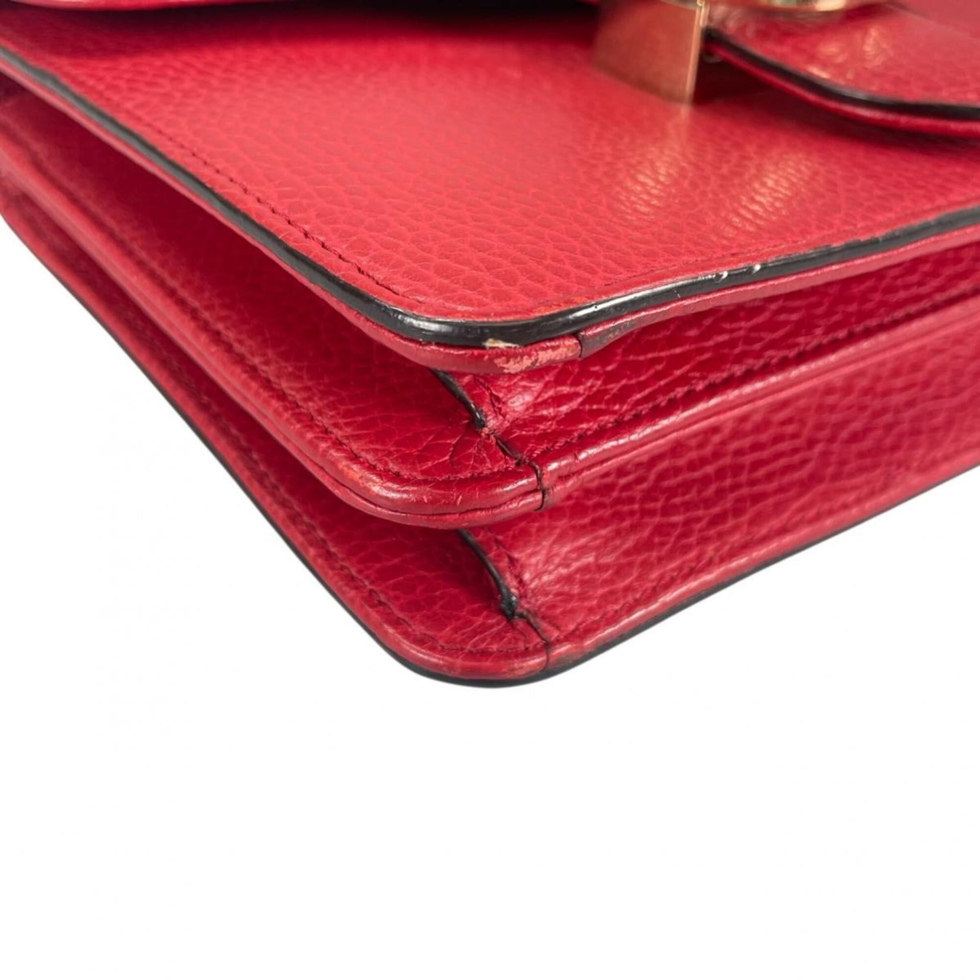Gucci Gucci Shoulder Bag Gold Chain Crossbody Interlocking G Leather 510304 Red Size ONE SIZE - 6 Thumbnail