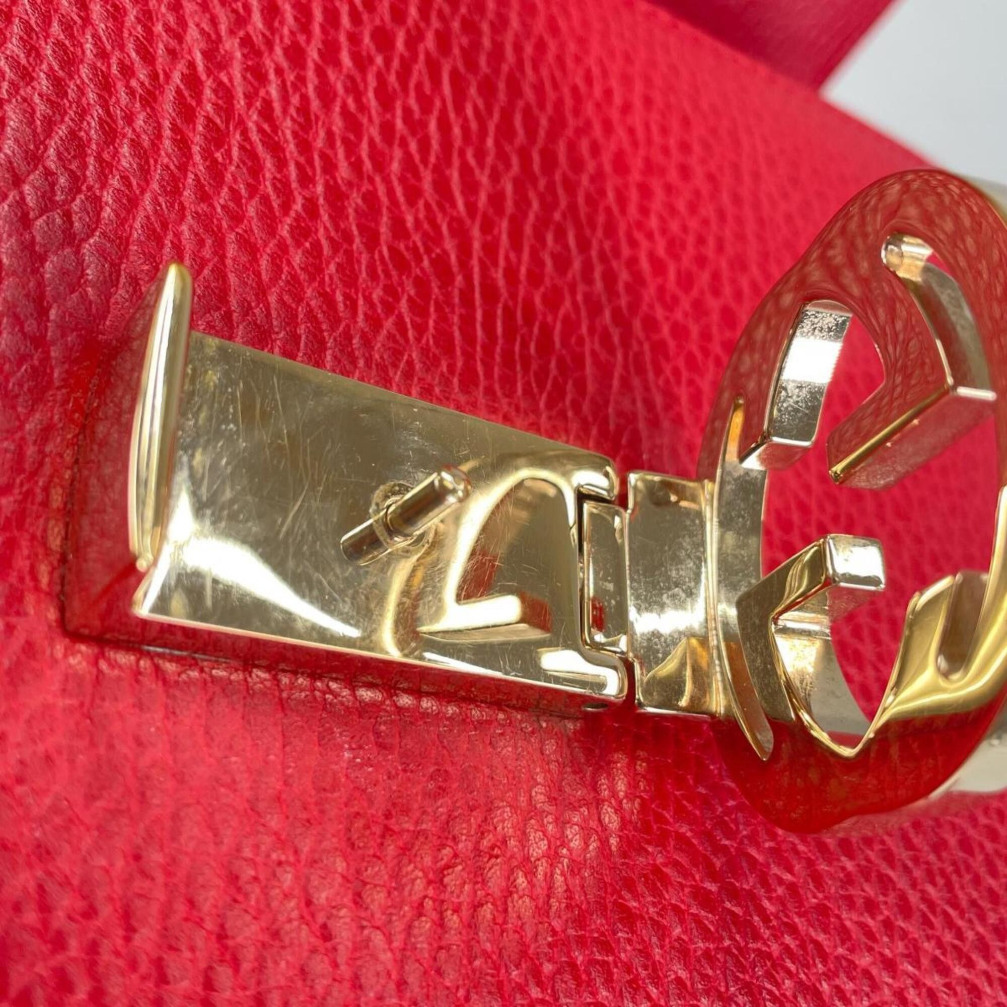 Gucci Gucci Shoulder Bag Gold Chain Crossbody Interlocking G Leather 510304 Red Size ONE SIZE - 18 Thumbnail