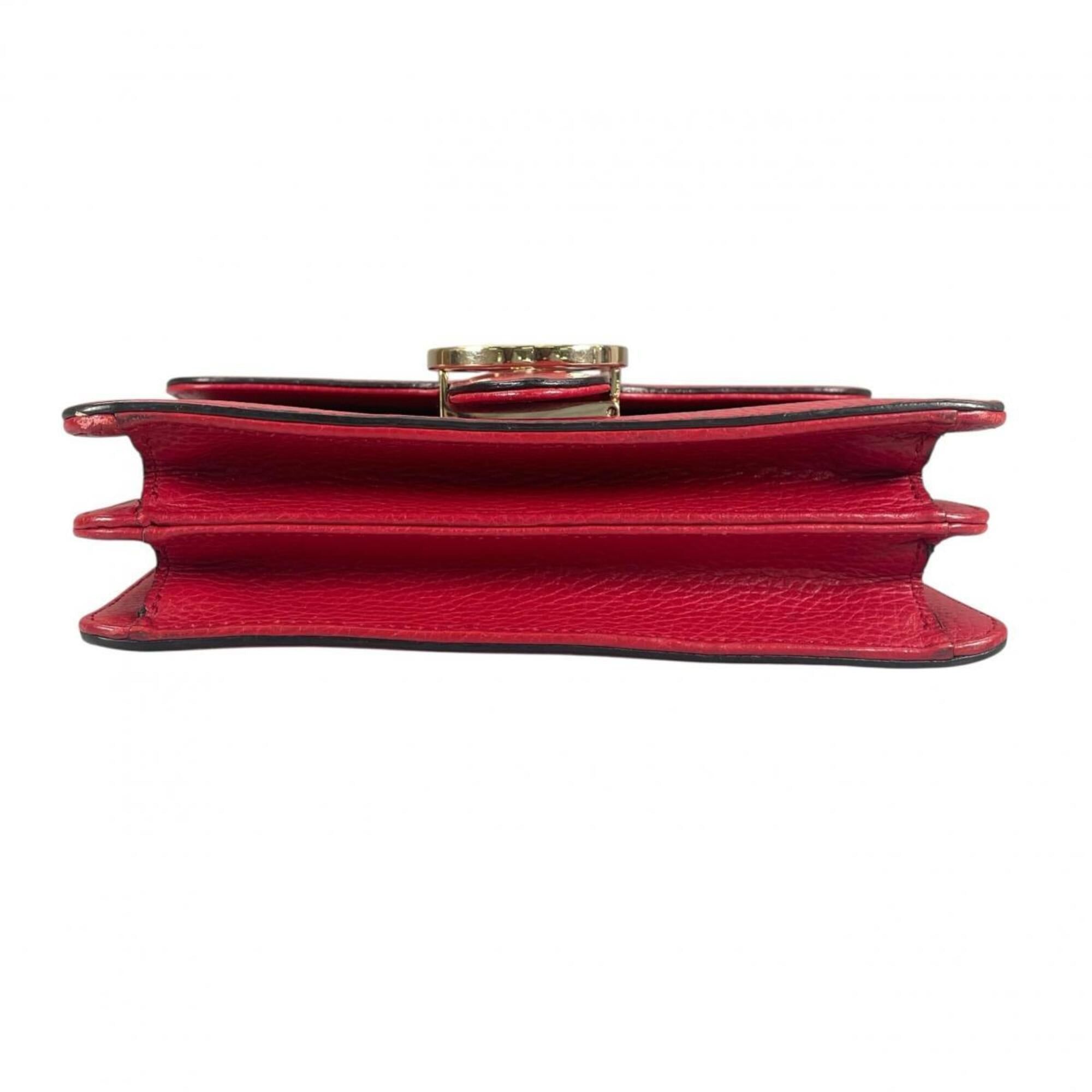 Gucci Gucci Shoulder Bag Gold Chain Crossbody Interlocking G Leather 510304 Red Size ONE SIZE - 4 Thumbnail
