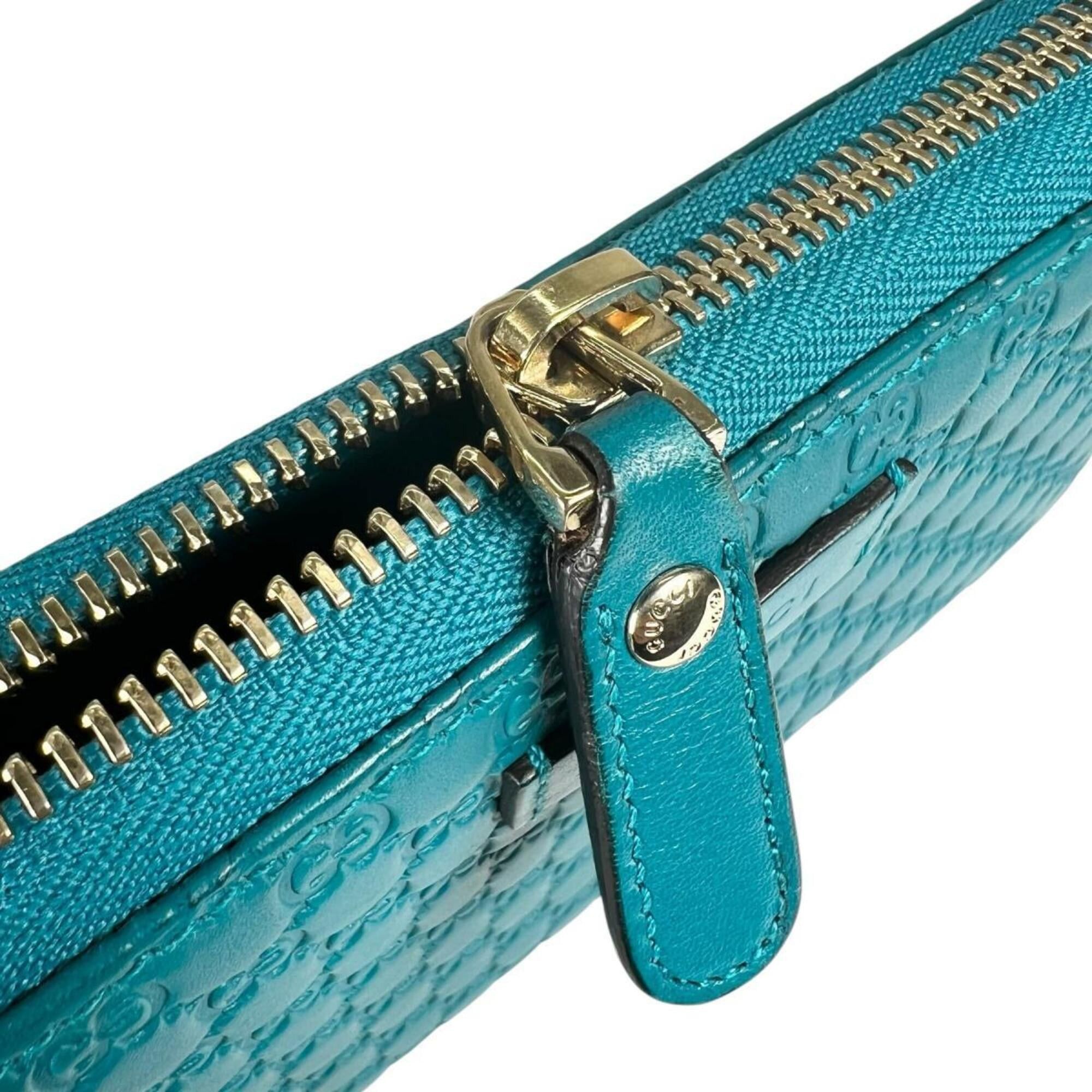 Gucci Gucci Long Wallet, Round Zipper Microsima GG Pattern Leather, 449391 Blue Size ONE SIZE - 10 Thumbnail