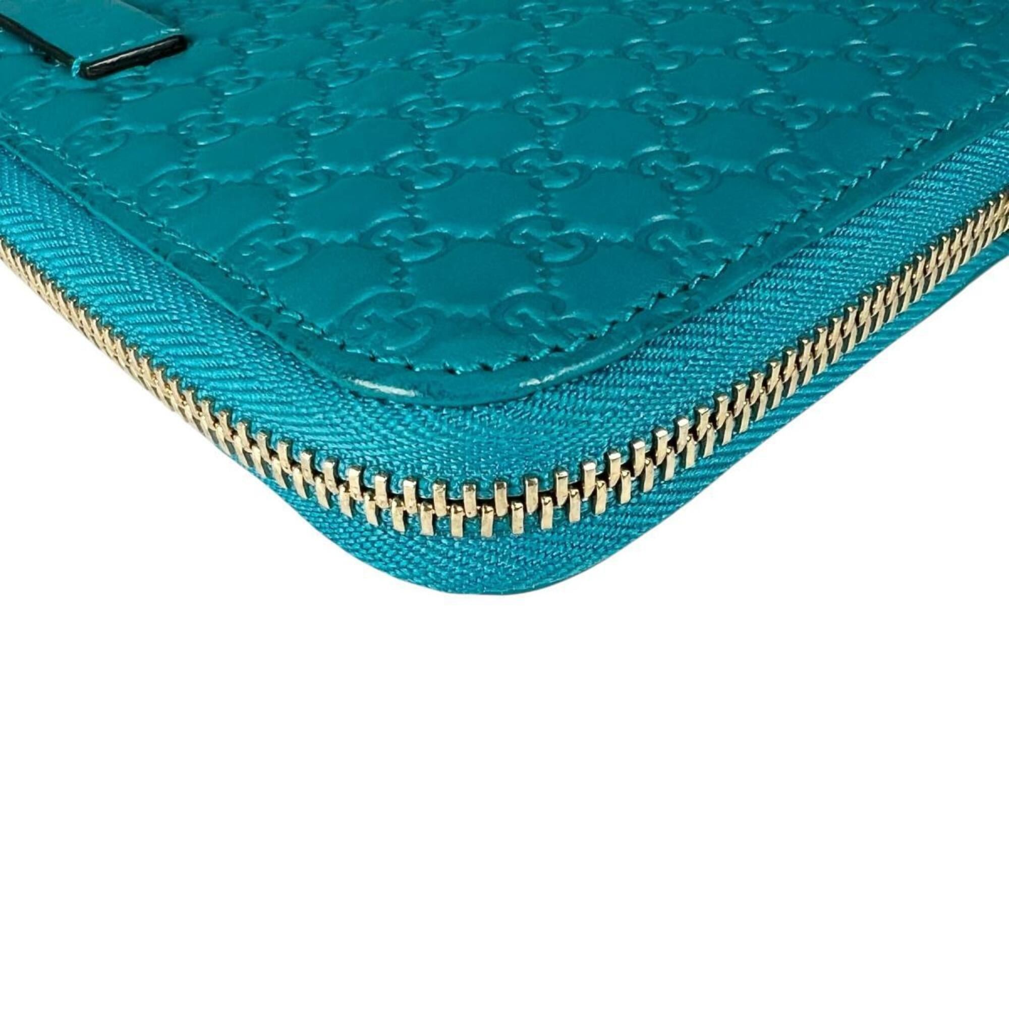 Gucci Gucci Long Wallet, Round Zipper Microsima GG Pattern Leather, 449391 Blue Size ONE SIZE - 8 Thumbnail