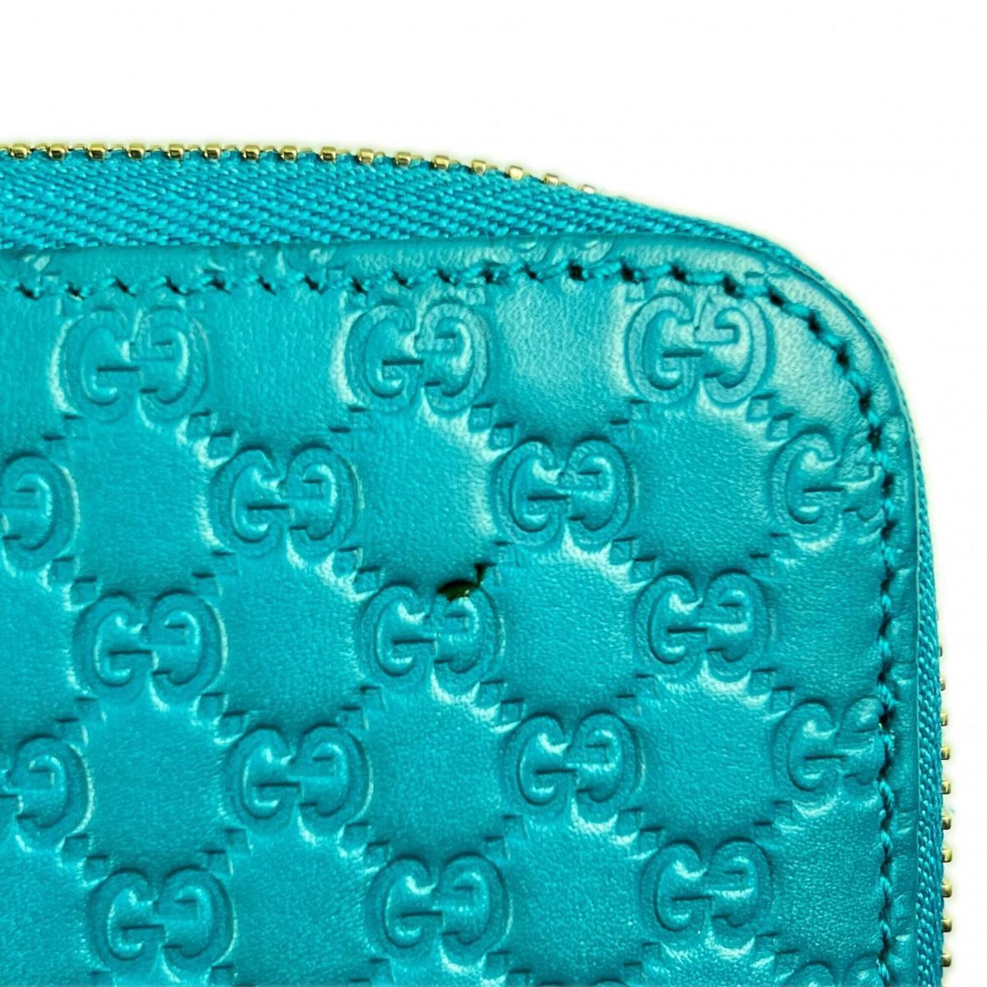 Gucci Gucci Long Wallet, Round Zipper Microsima GG Pattern Leather, 449391 Blue Size ONE SIZE - 9 Thumbnail
