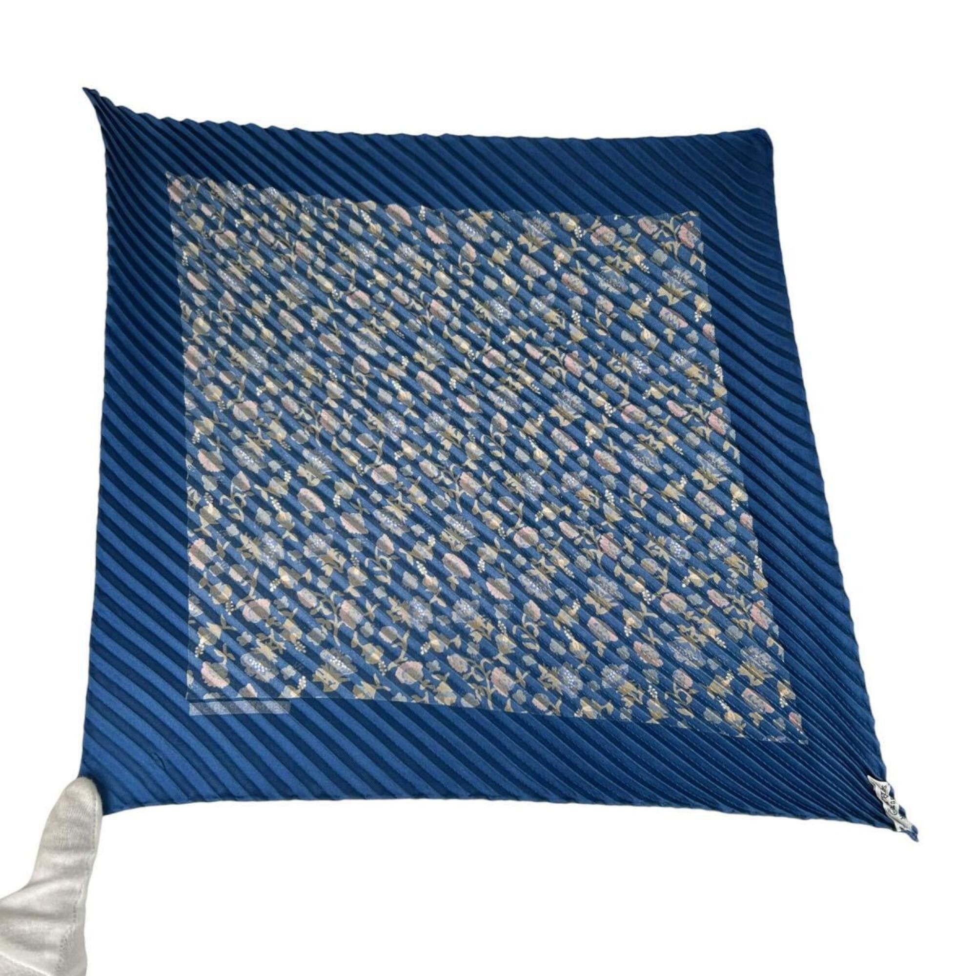 Hermes Hermes Scarf/Muffler Silk Scarf Pleated Carre Mini Blue Size ONE SIZE - 4 Thumbnail