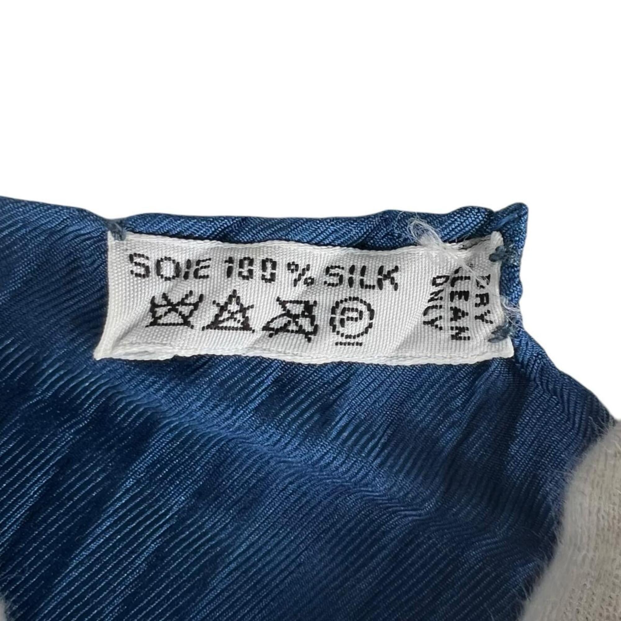 Hermes Hermes Scarf/Muffler Silk Scarf Pleated Carre Mini Blue Size ONE SIZE - 7 Thumbnail